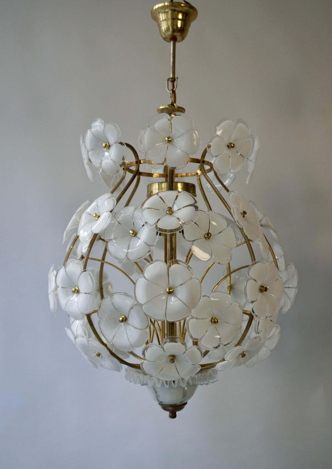 One Of Two Elegant Murano Glass Flower Sputnik Style Chandelier photo Lighting