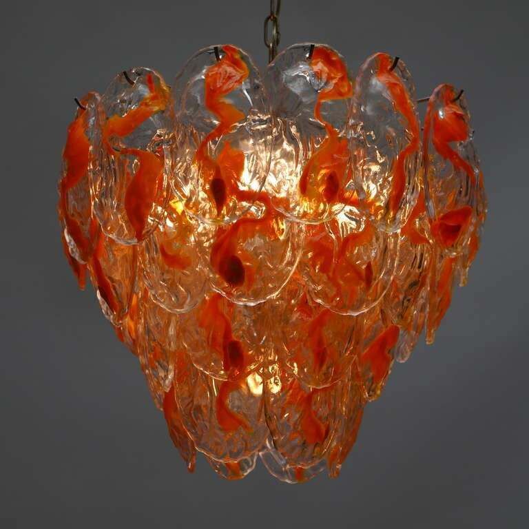 Large Murano Glass Chandelier With 40 Glass Leaves photo for sale