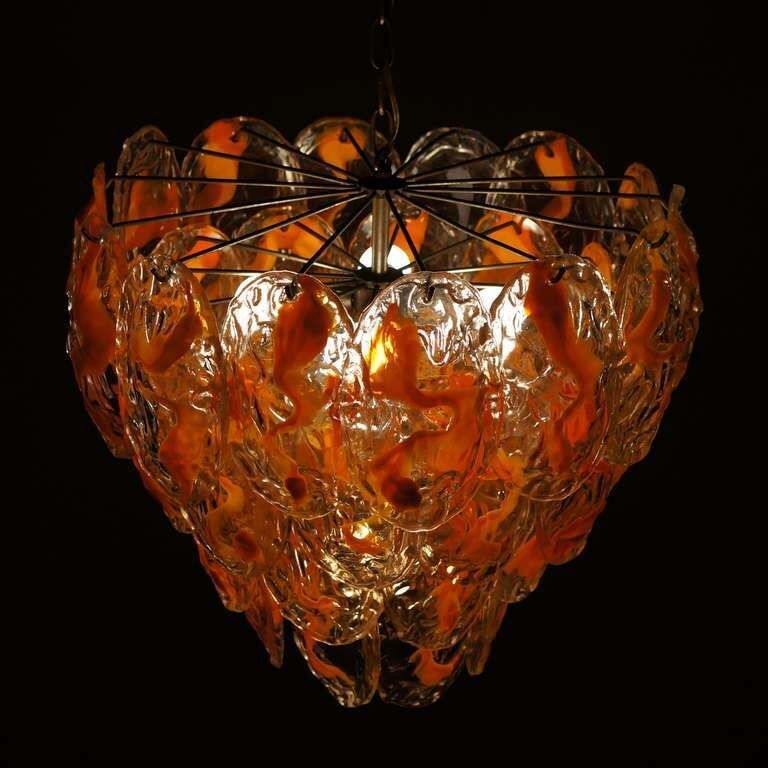Large Murano Glass Chandelier With 40 Glass Leaves photo vintage