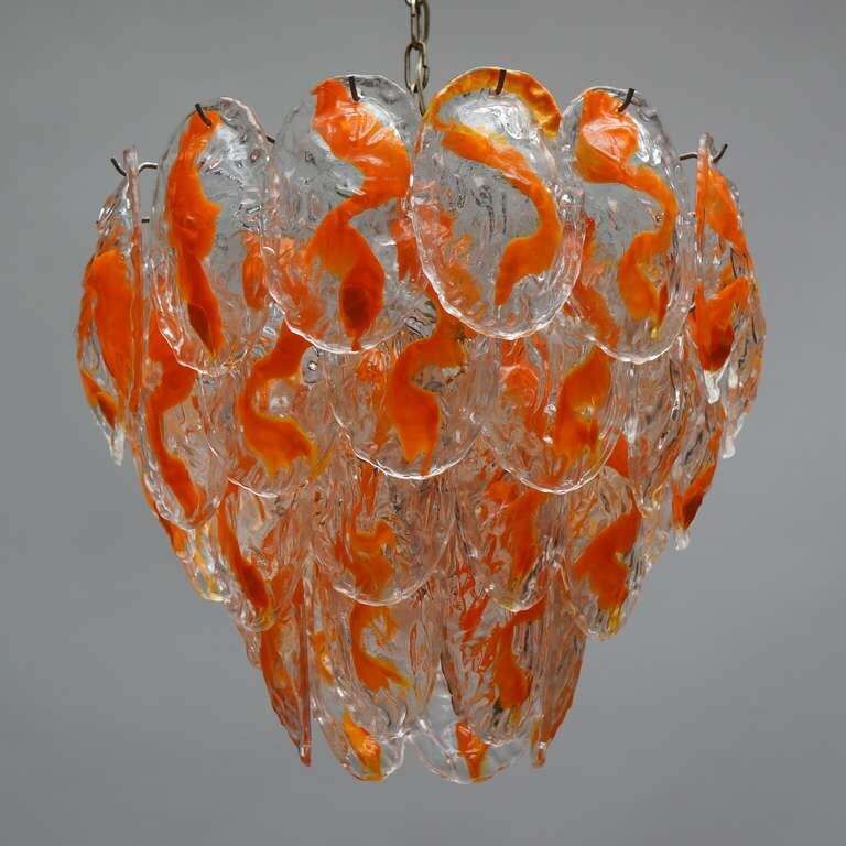 photo for sale Large Murano Glass Chandelier With 40 Glass Leaves