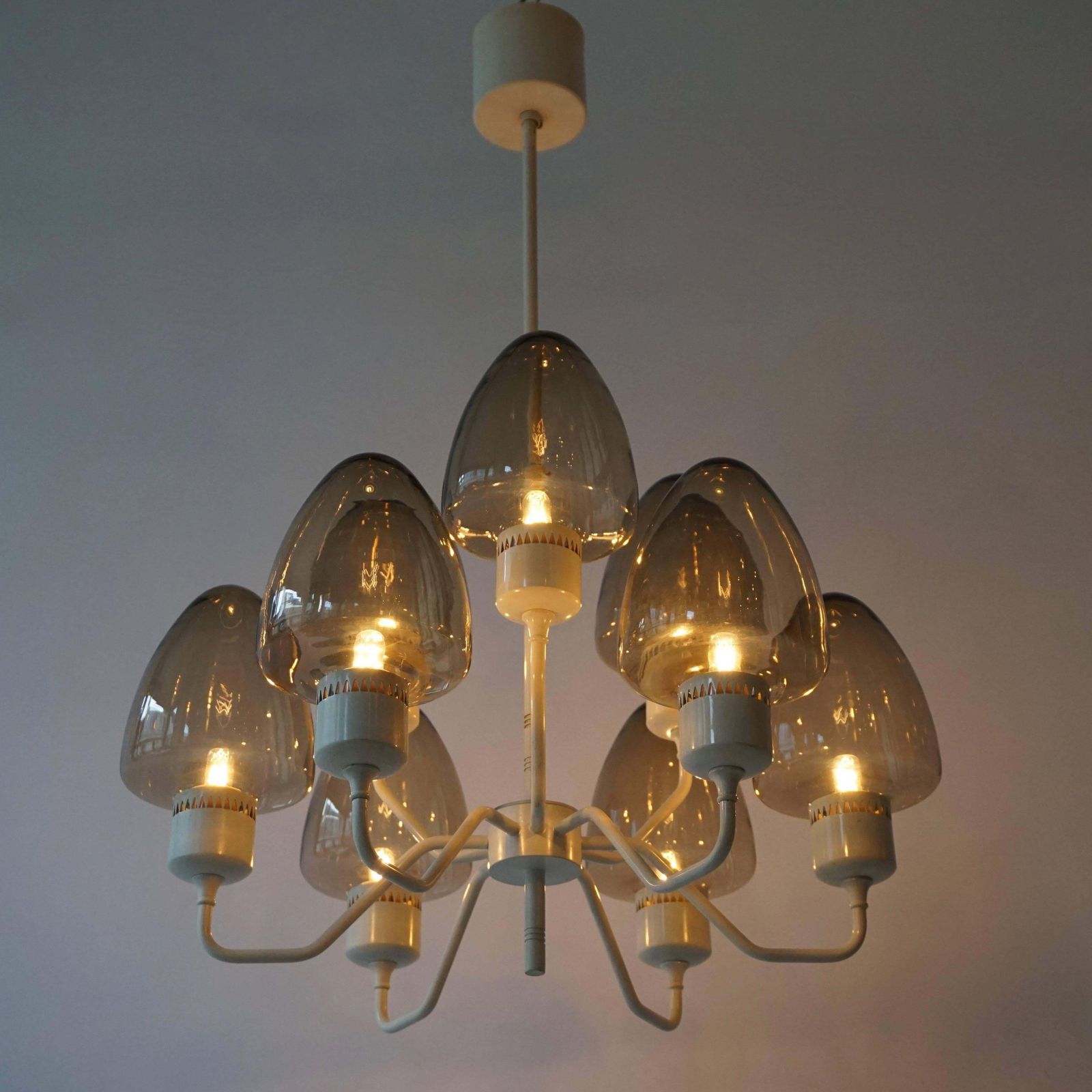 Mid Century Swedish Glass Chandelier By Hans Agne Jakobsson photo vintage