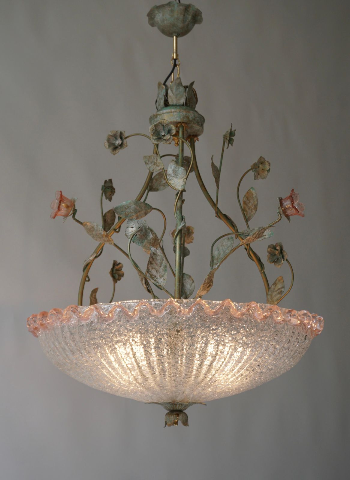 Italian Murano Glass Pink Flower Chandelier photo 3272.0