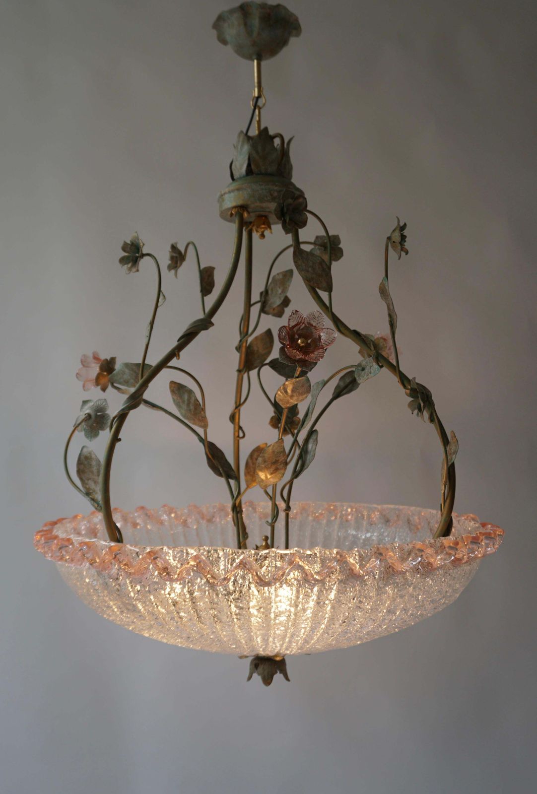 Italian Murano Glass Pink Flower Chandelier photo buy