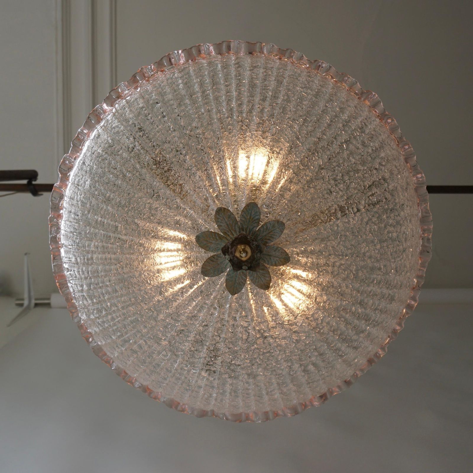 photo for sale Italian Murano Glass Pink Flower Chandelier