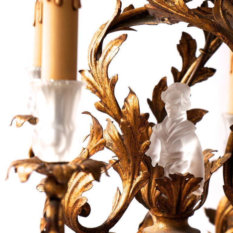 Gilt Wrought Iron Chandelier With Japanese Geisha In Crystal photo 2507.0
