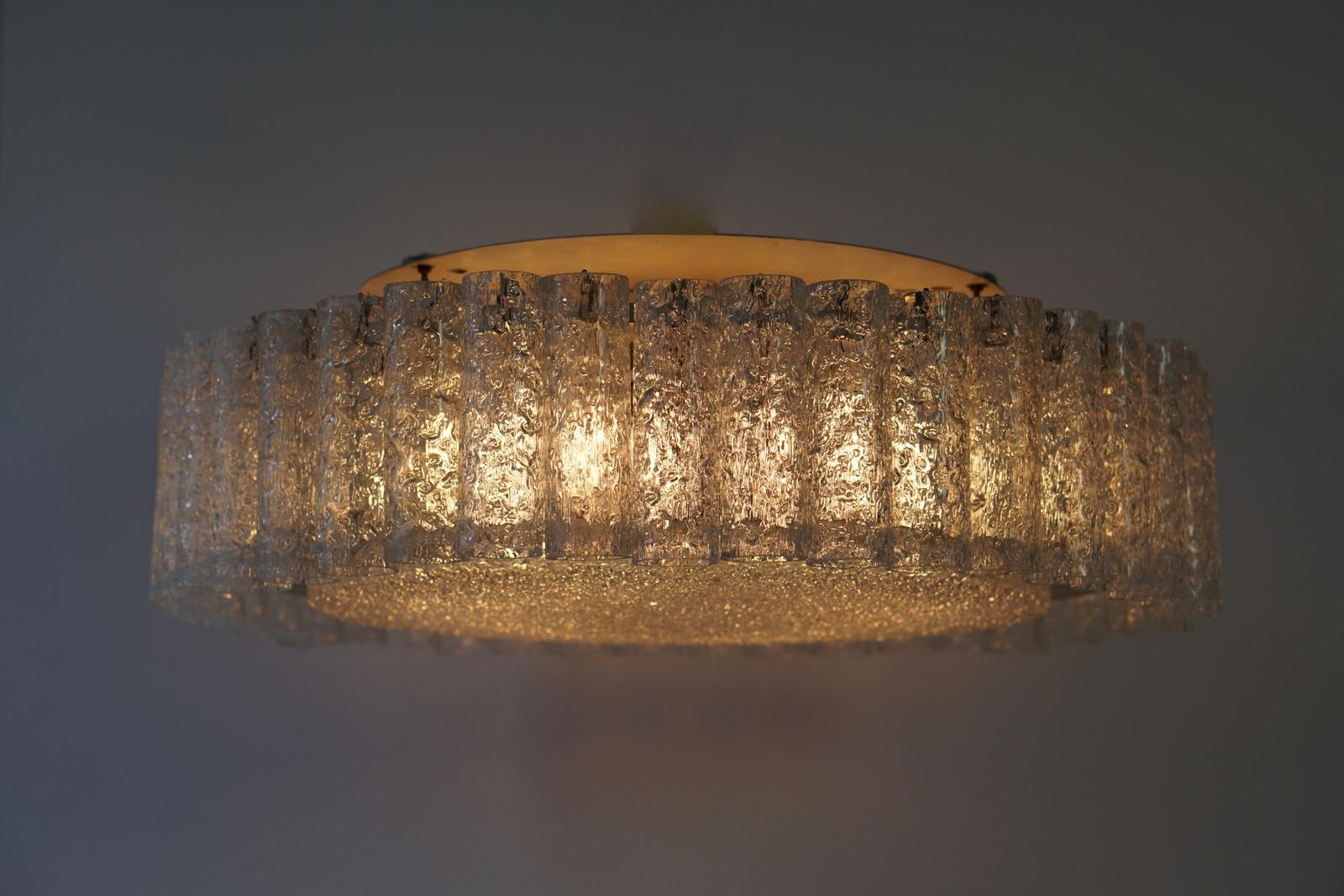 Doria Glass Tube Chandelier With Brass Surround, Germany photo Lighting