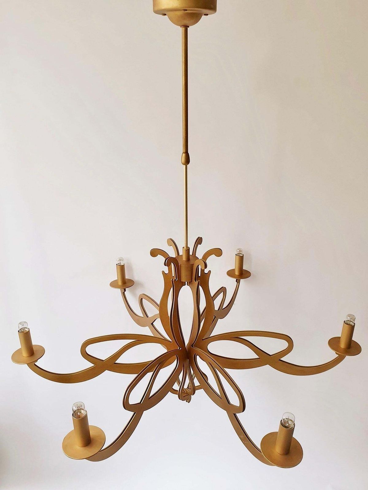 Elegant Large Art Nouveau Hollywood Regency Style Chandelier photo Lighting
