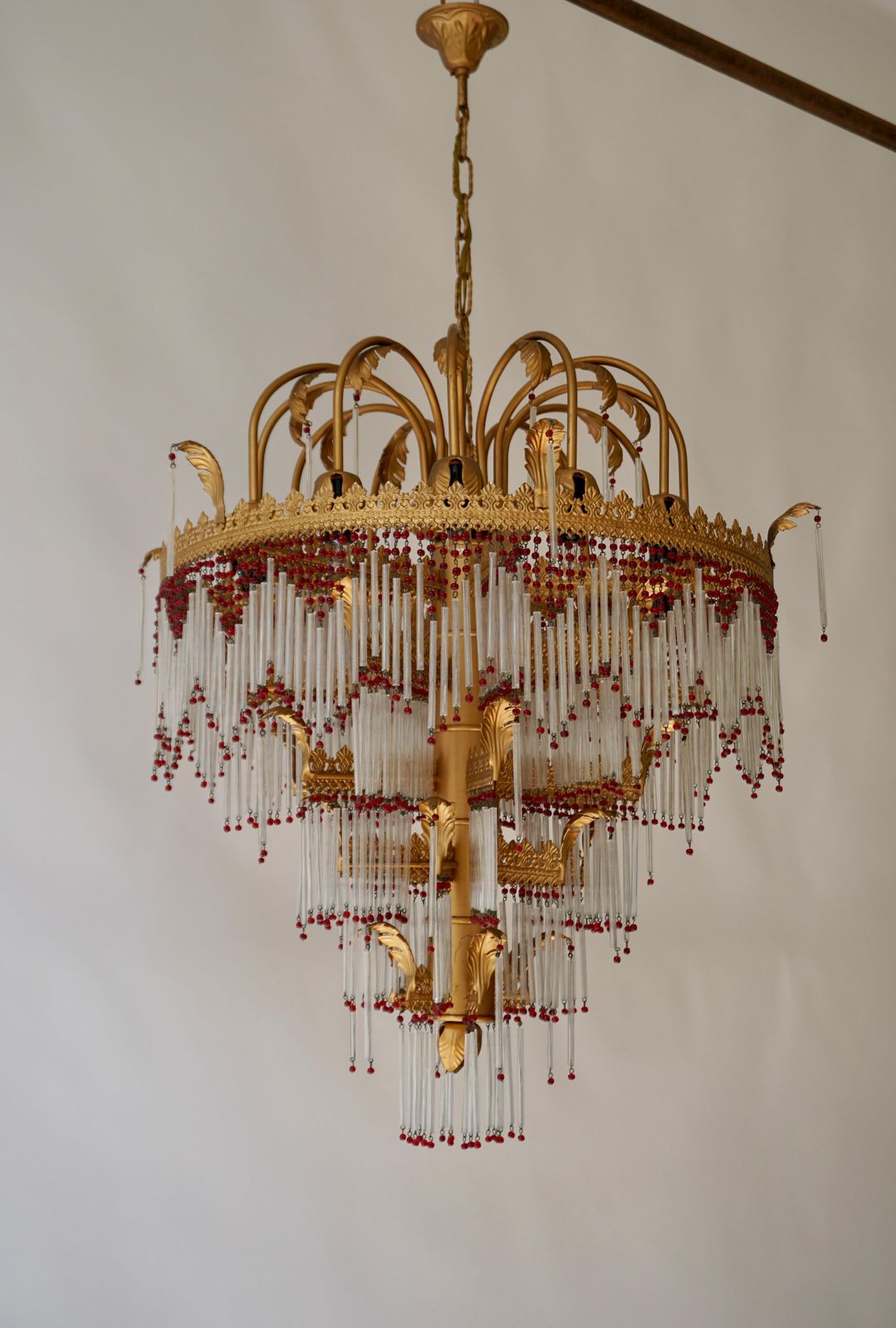 Italian Chandelier In Brass And Glass photo furniture
