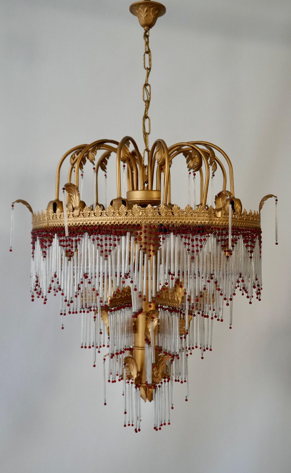 Italian Chandelier In Brass And Glass photo 1870.0