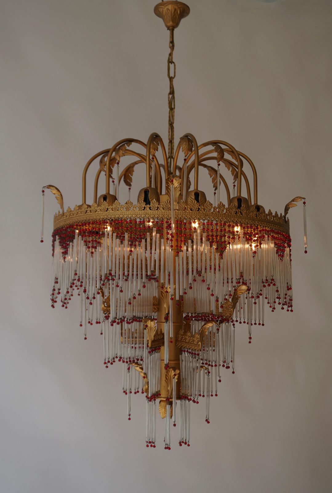 photo furniture Italian Chandelier In Brass And Glass