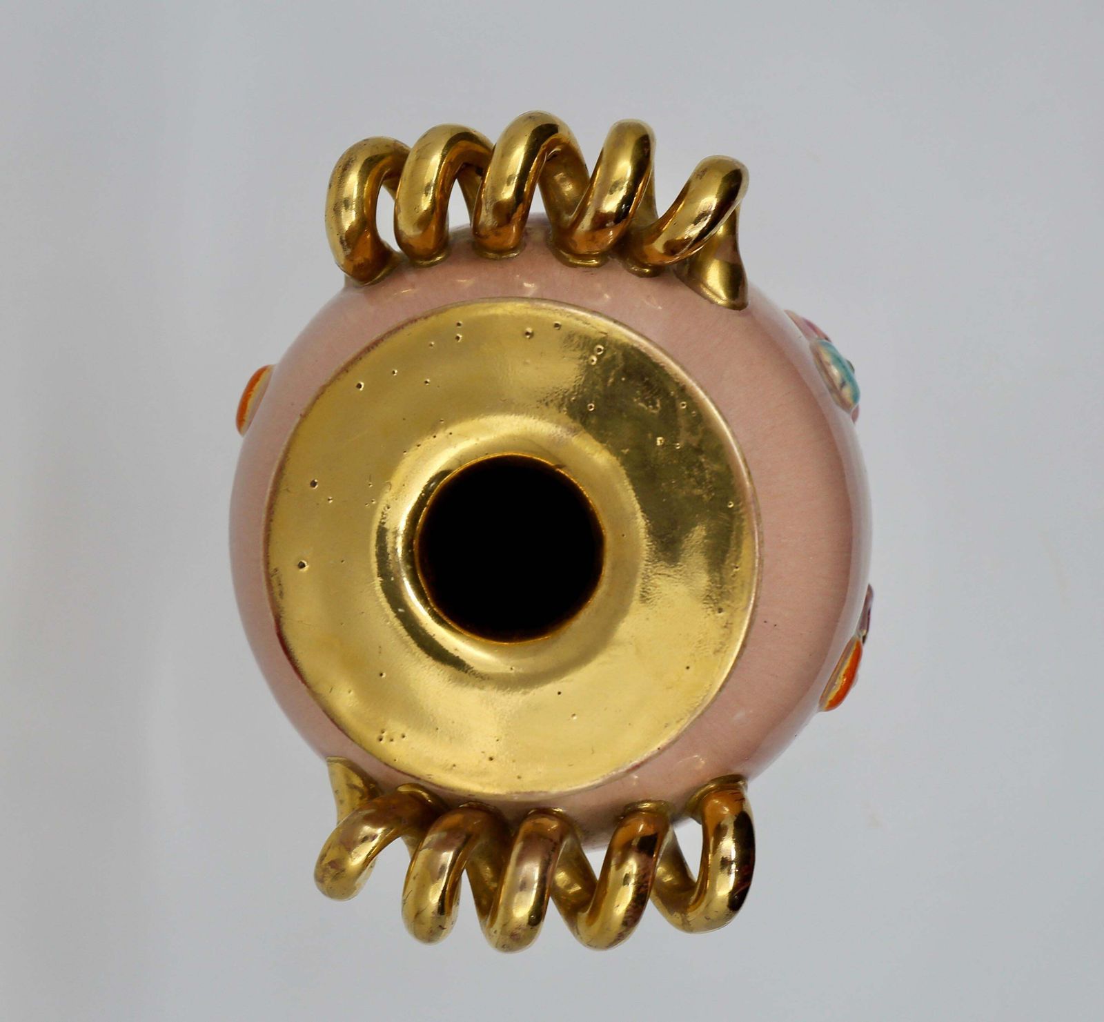 Art Deco Vase, Peach And Gold With Oriental Figures, 1940s photo 1487.0
