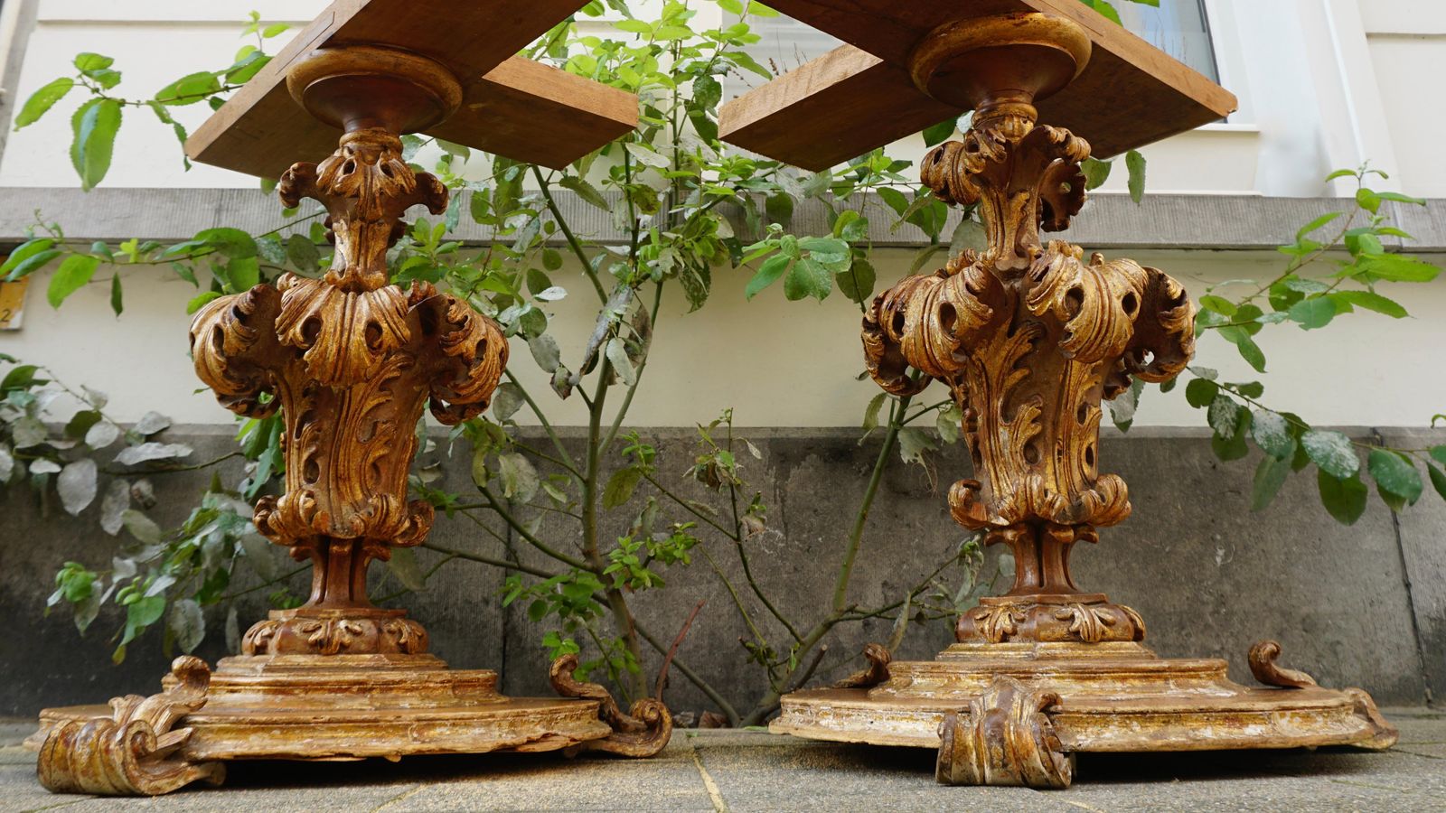 Extraordinary Italian Baroque Gilt Wood Table Supports Early 18th Century photo Furniture
