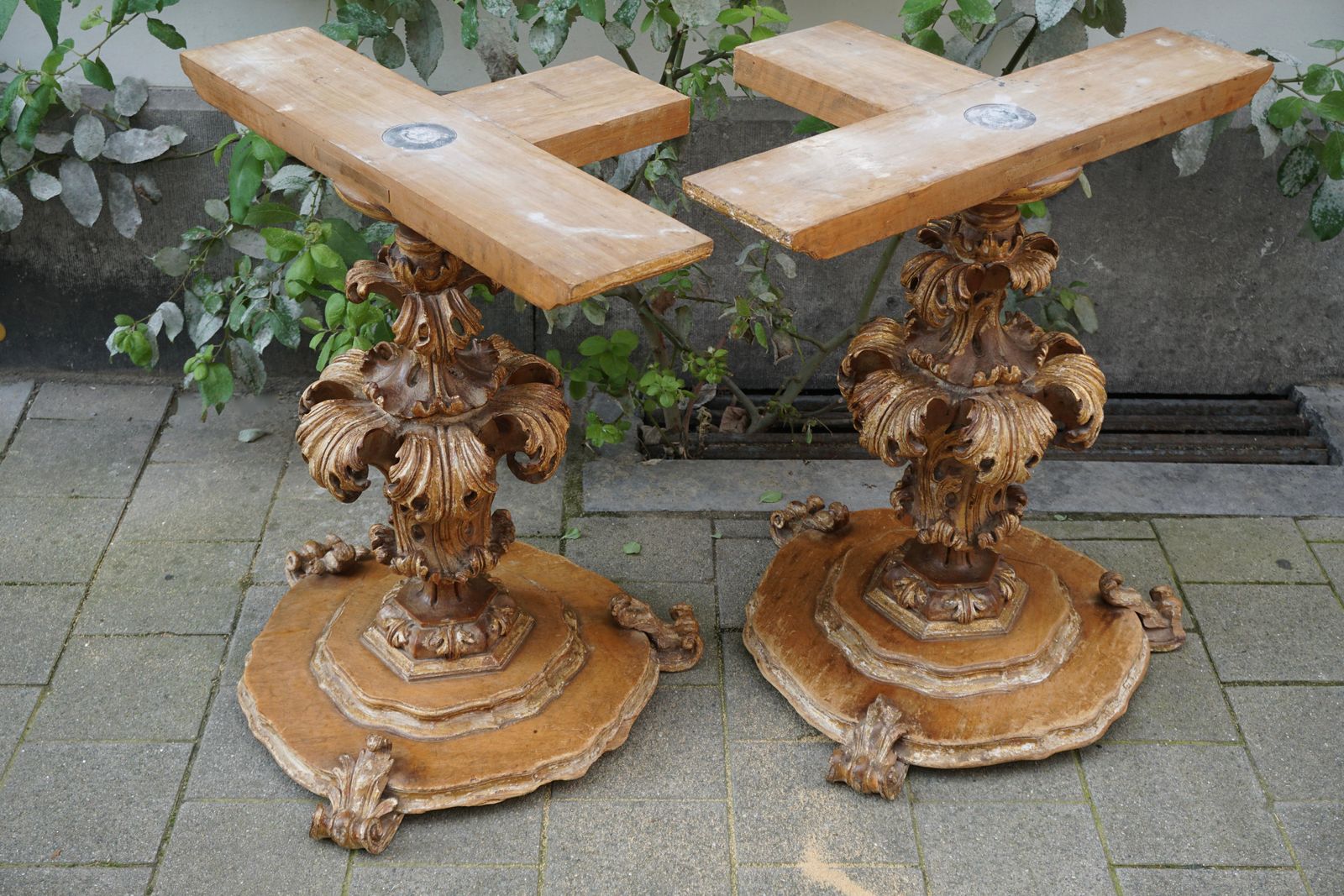 photo buy Extraordinary Italian Baroque Gilt Wood Table Supports Early 18th Century