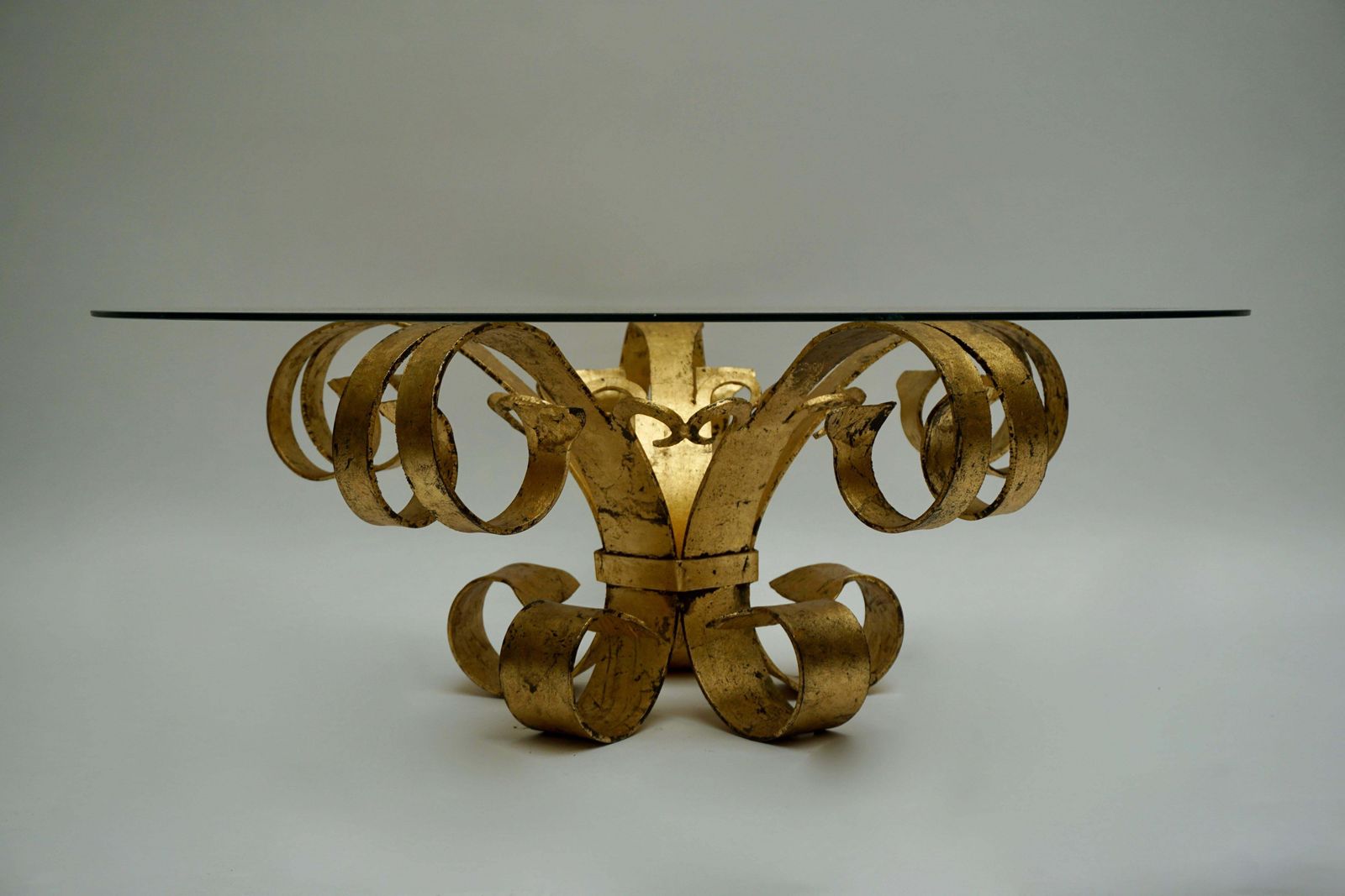 Italian Coffee Table In Glass And Gilded Metal photo Furniture