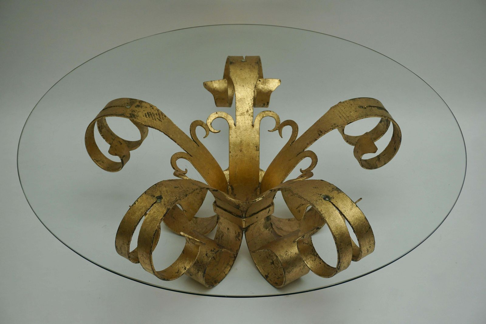 Italian Coffee Table In Glass And Gilded Metal photo vinterior