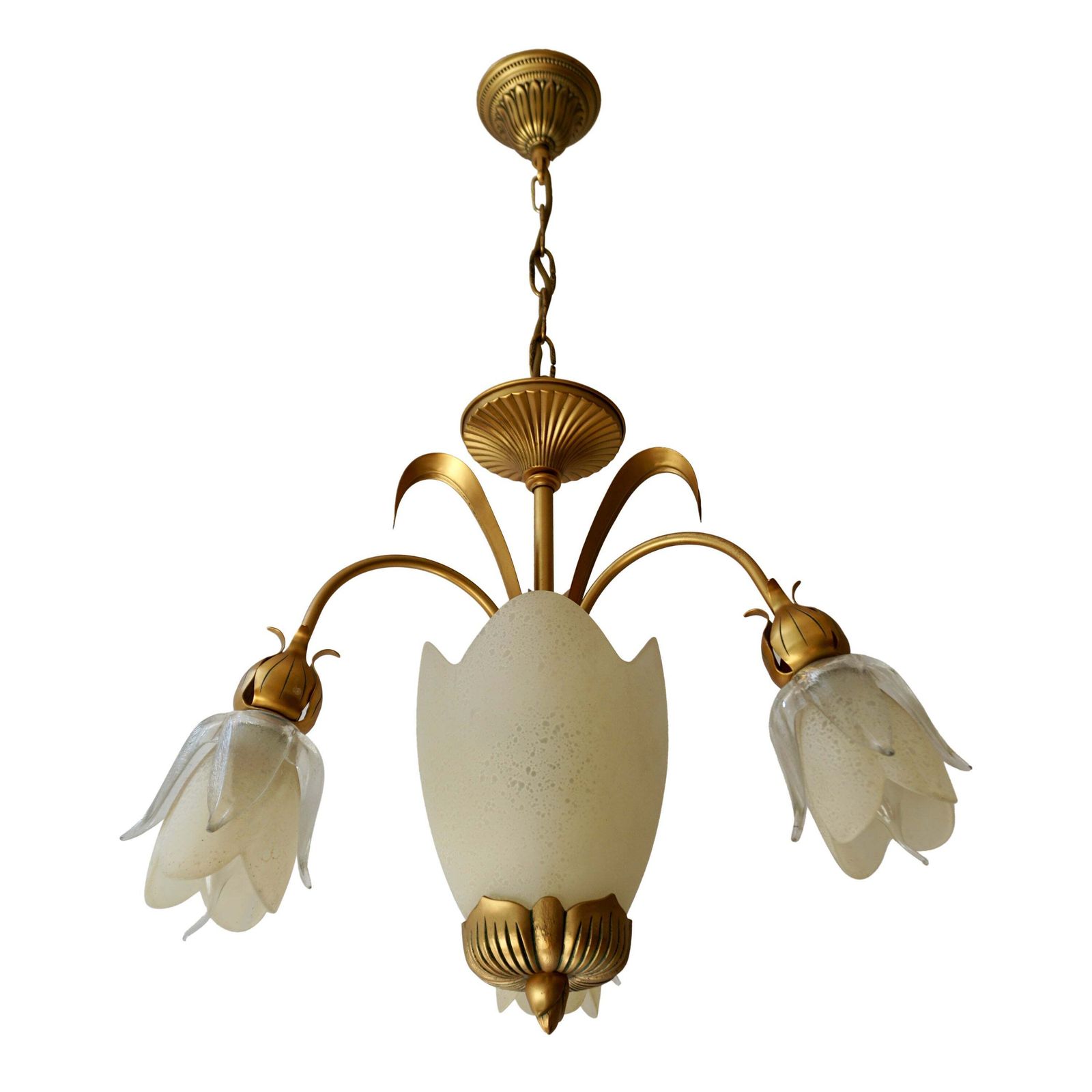 Italian Murano Glass Palm Tree Tulip Chandelier Or Flush Mount