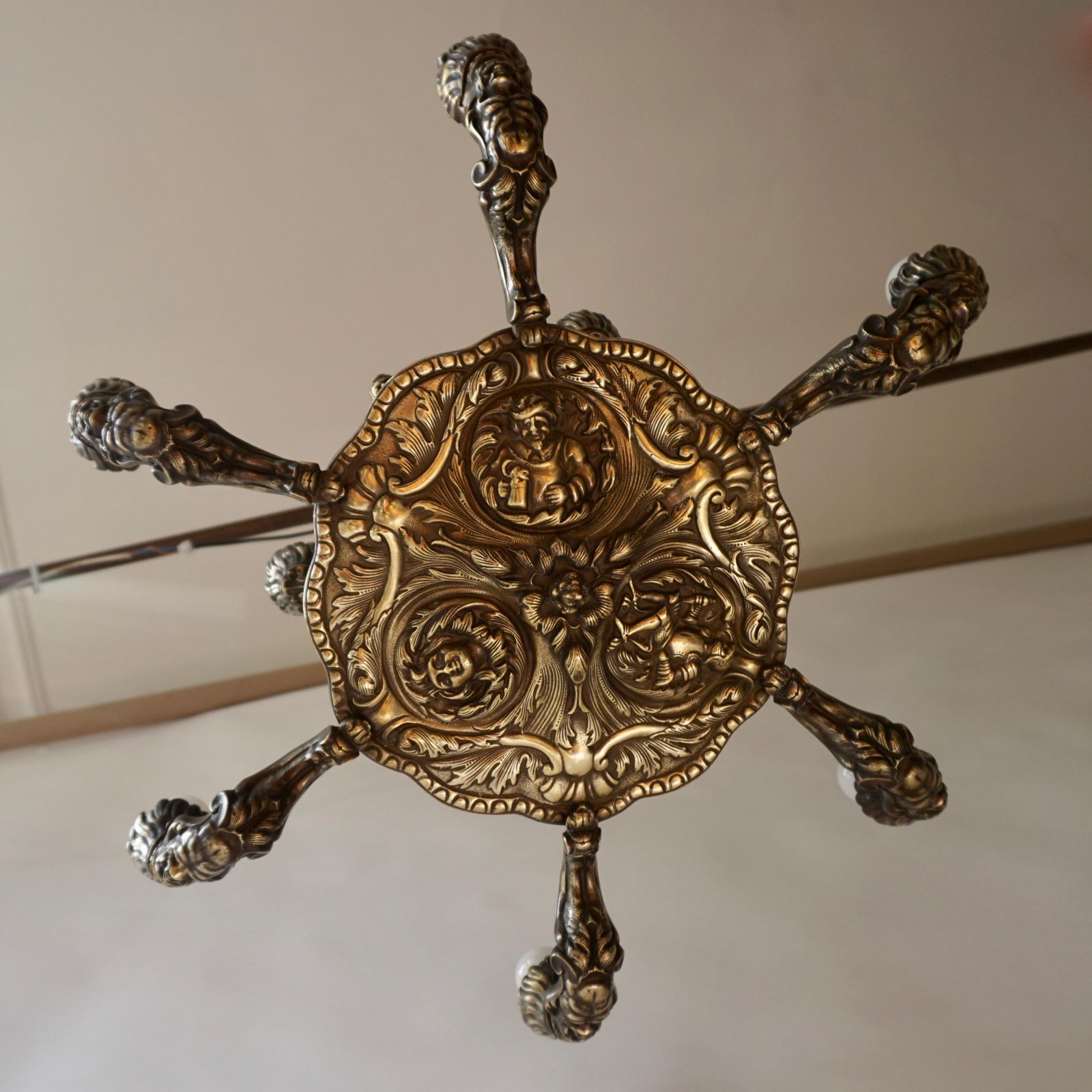 photo vintage French Bronze Art Deco Hollywood Regency Chandelier Showing Male Nude Figures