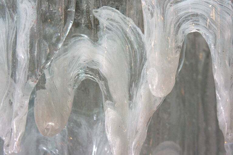 Murano Chandelier Ice Glass And Nickel, 1970 photo 3187.0