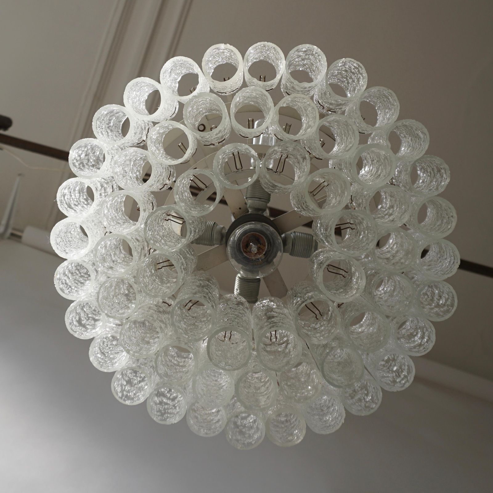 Doria Glass Tube Chandelier, 1960s, Germany photo vinterior