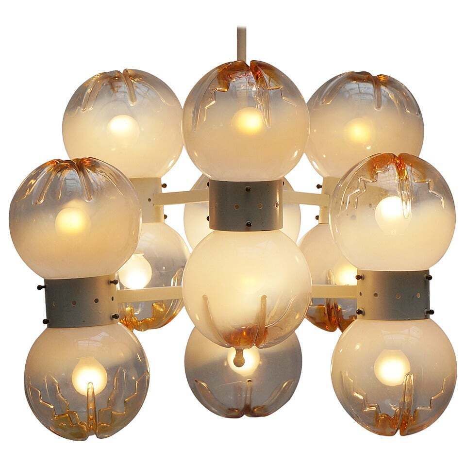 Italian Mazzega Chandelier With 12 Globes