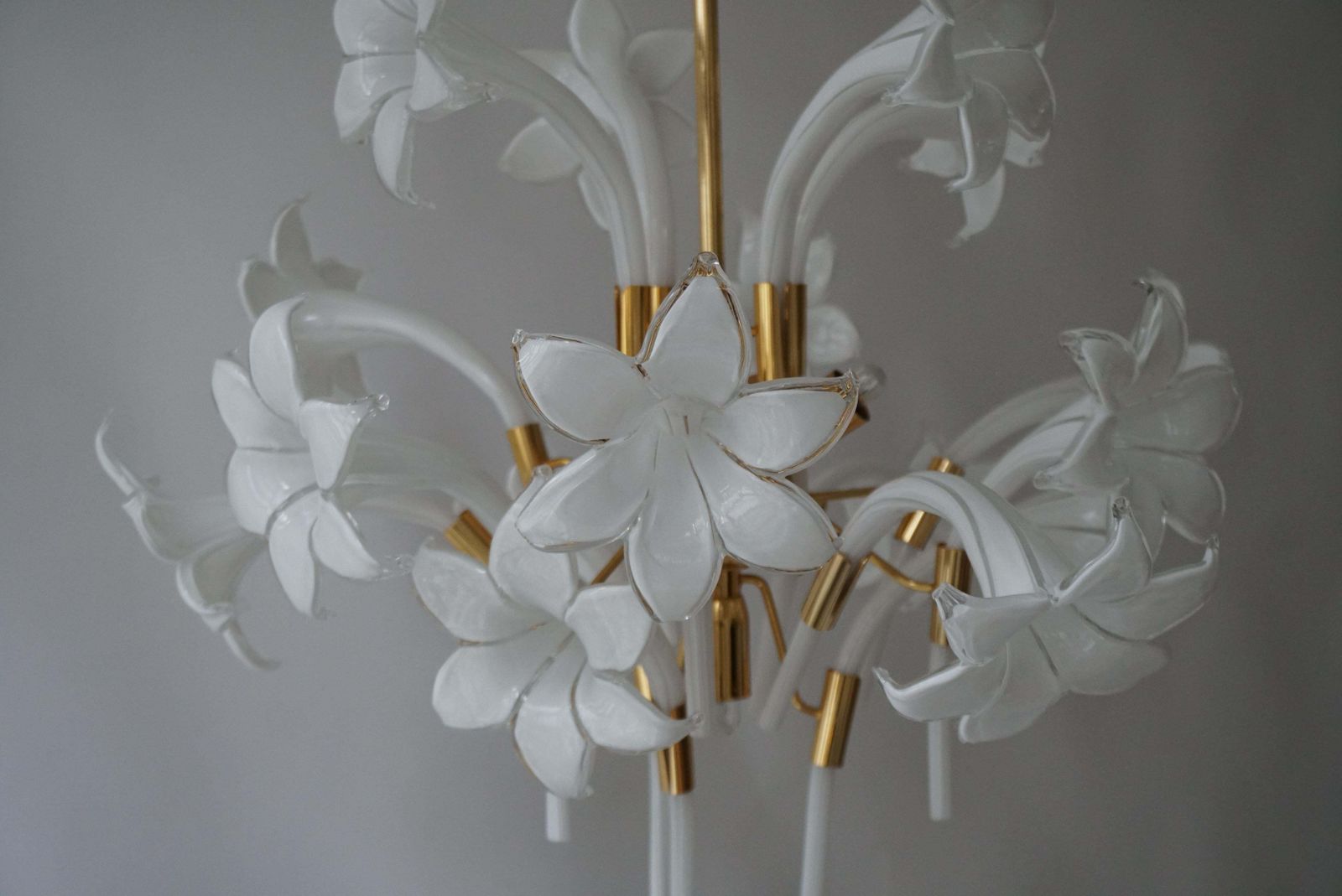 Mid Century Modern Chandelier Designed By Franco Luce With Murano Glass Flowers photo vinterior