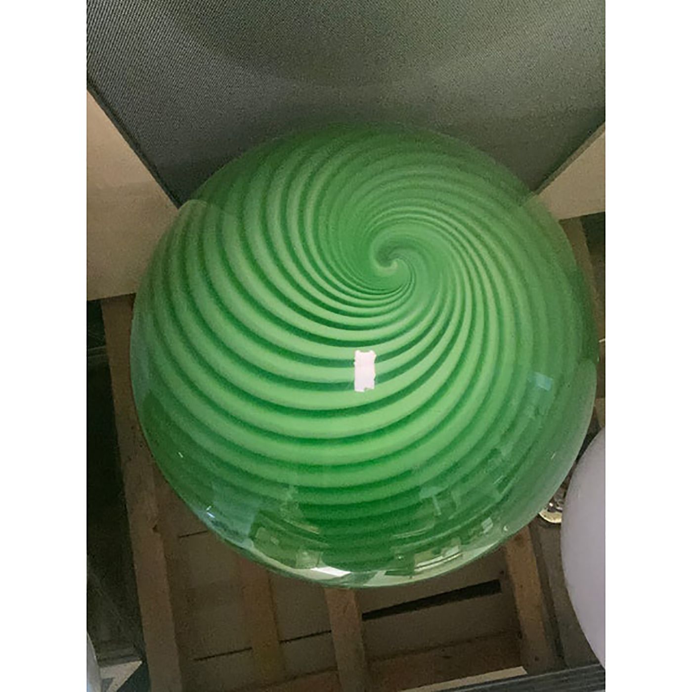 Green Swirling Sphere Pendant In Murano Style Glass Italian Art photo Lighting