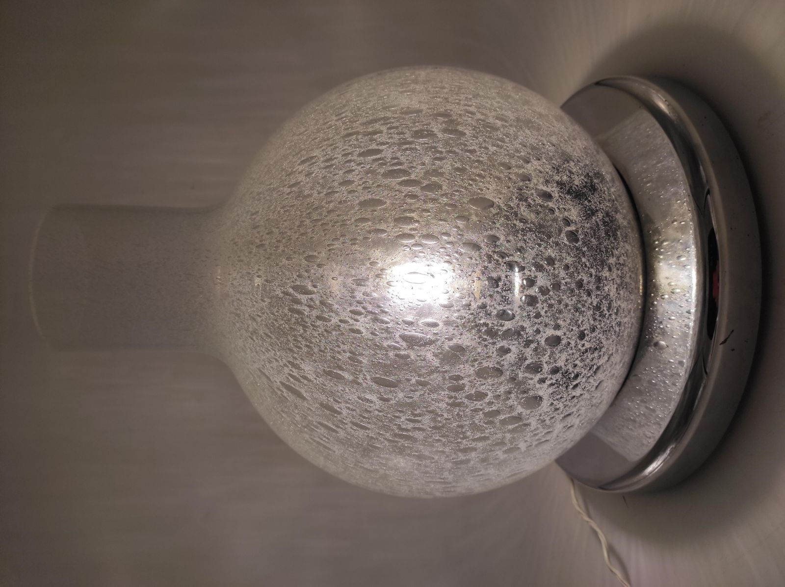 Mazzega Attrib. Chrome And Pulegoso Glass Table Lamp, Italy 1970s photo Lighting