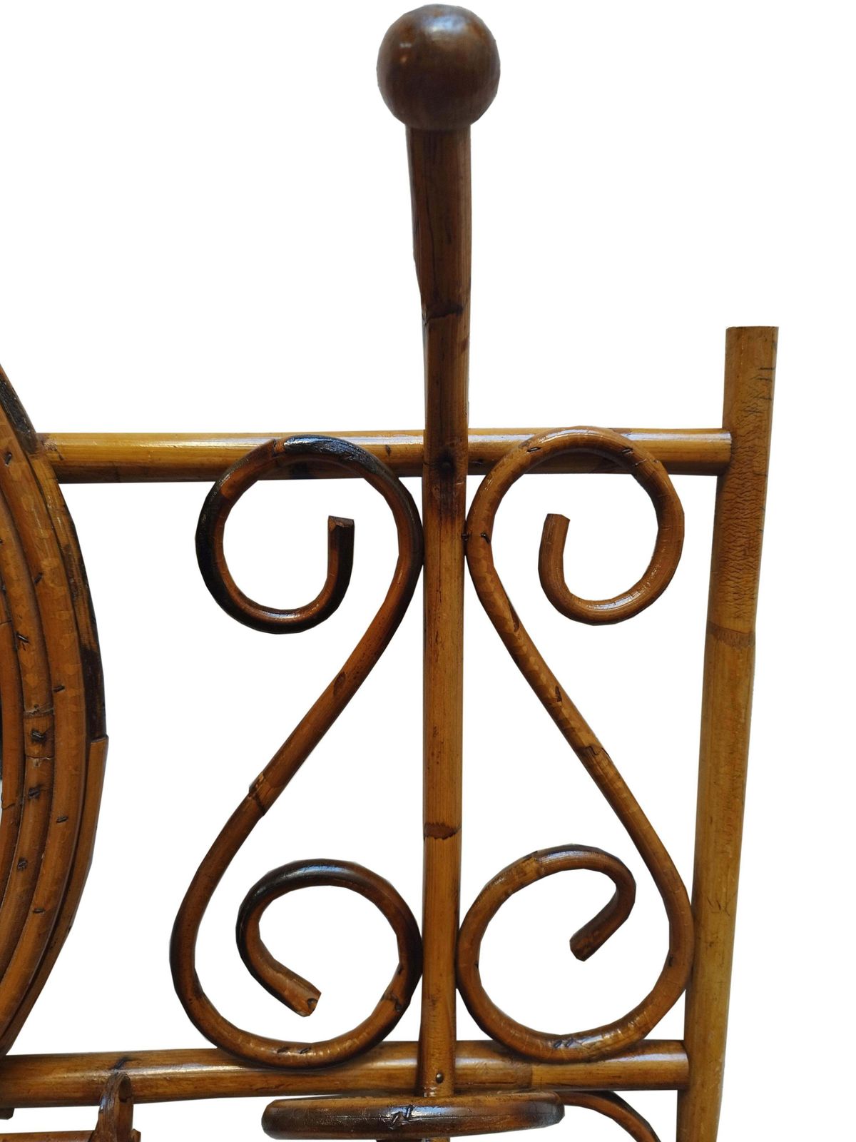 Rattan And Bamboo Wall Coat Rack With Mirror And Shelf, Italy, 1960s photo Furniture