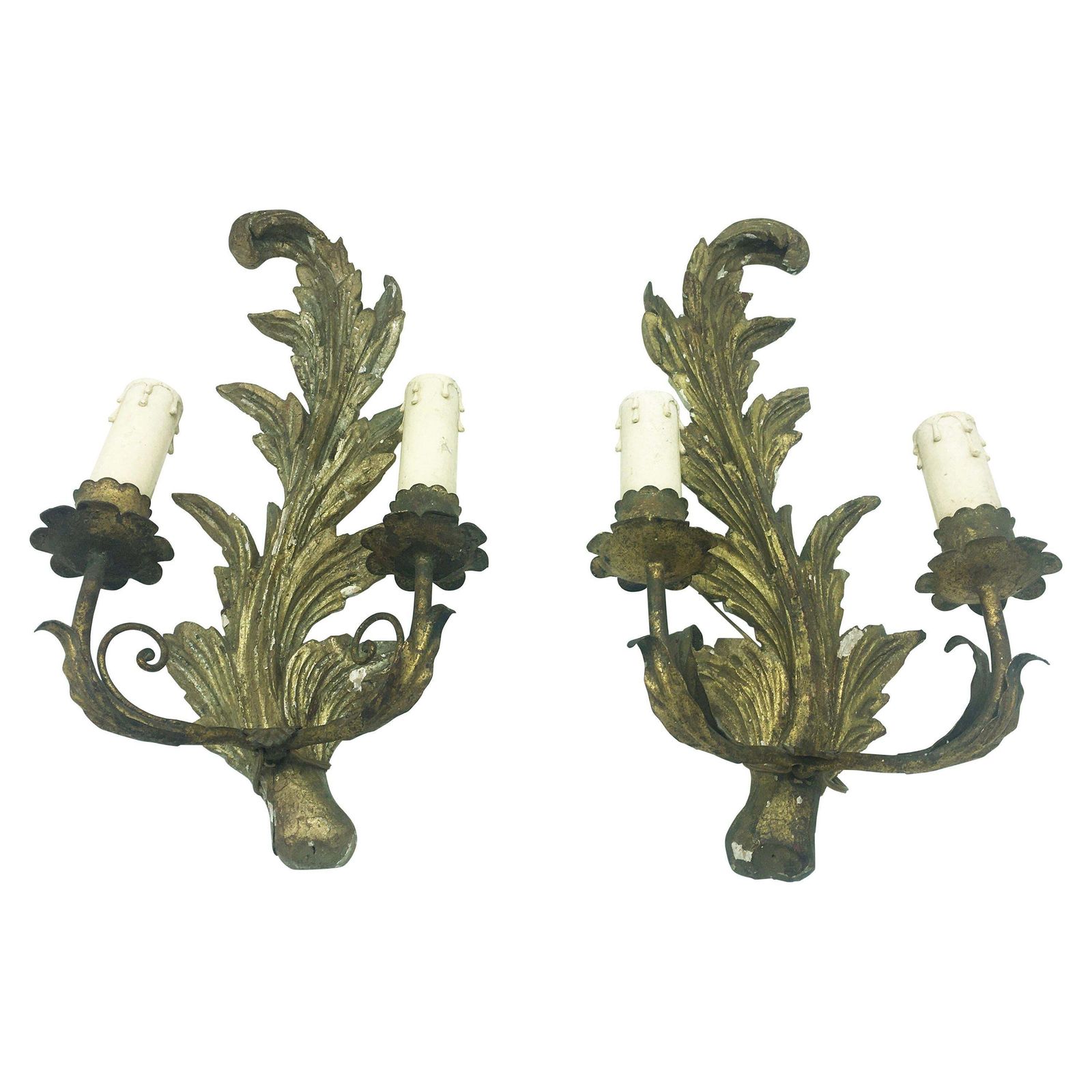 Exceptional Pair Of Italian Giltwood Wall Appliques