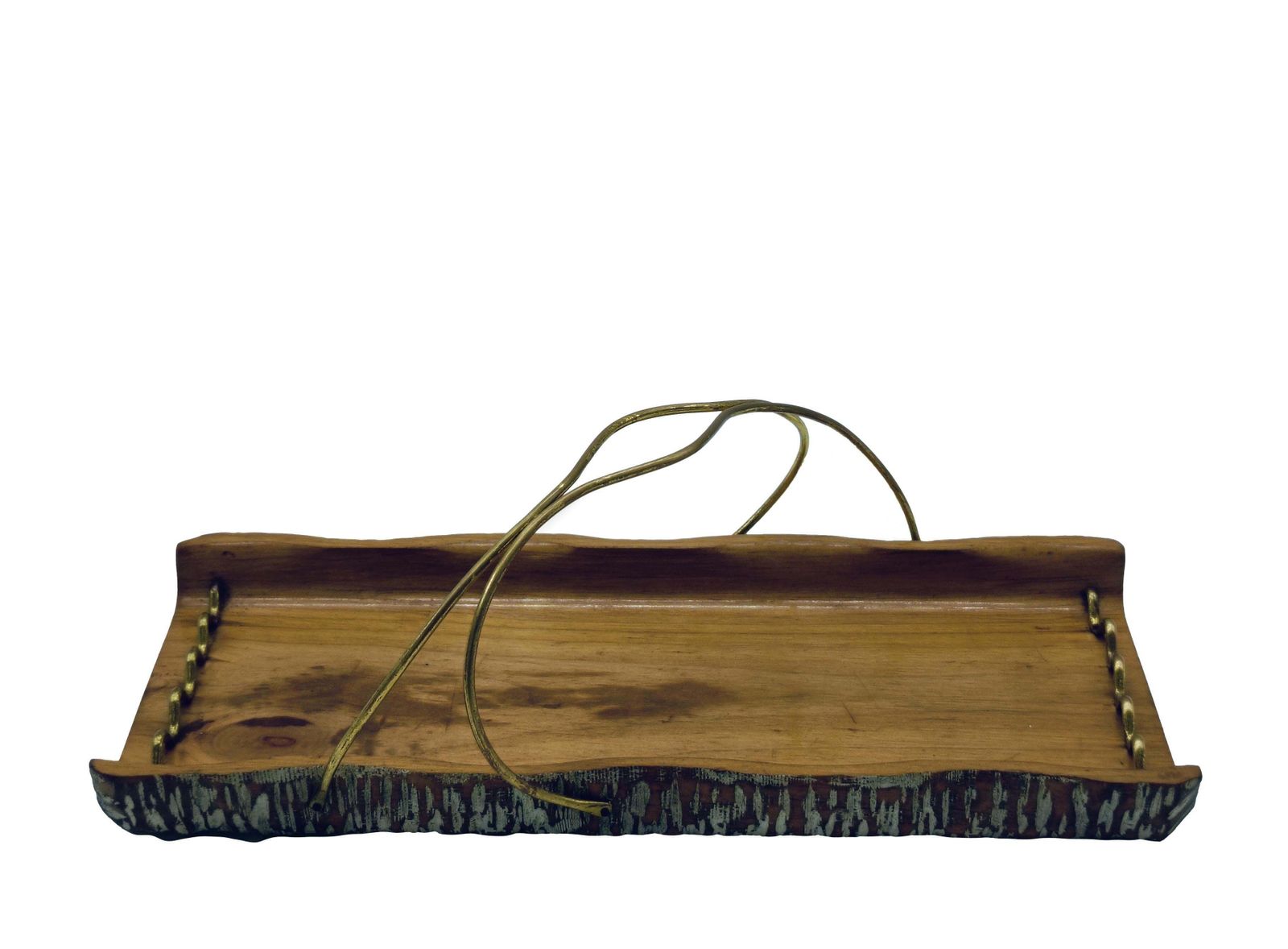 Aldo Tura For Macabo Wood And Brass Tray, Italy 1960s photo furniture