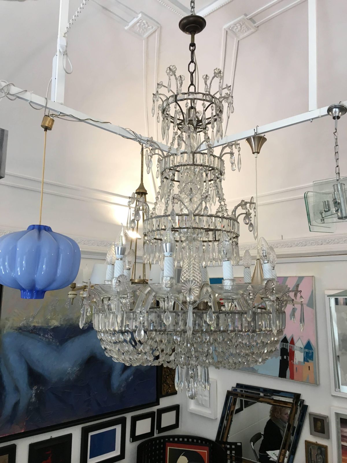 Antique Twelve Light Crystal Cristal Neapolitan Chandelier, 19th Century photo furniture