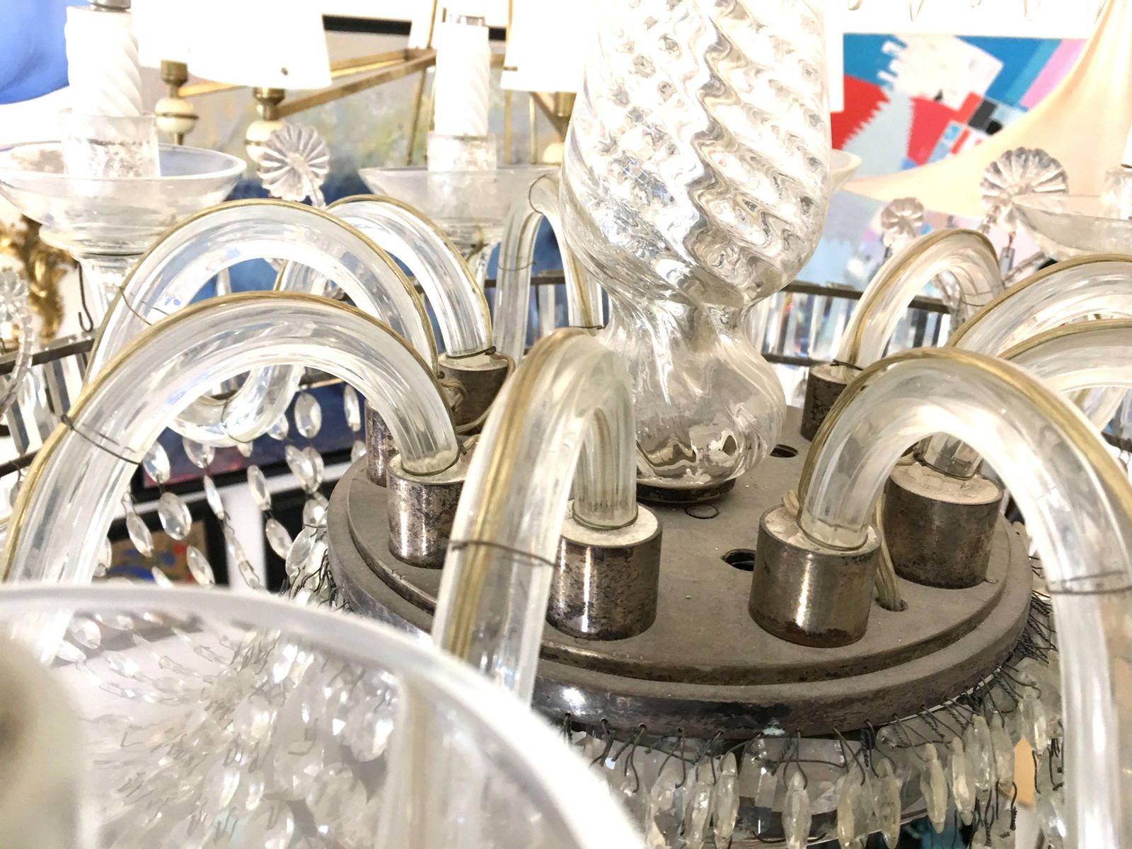 photo for sale Antique Twelve Light Crystal Cristal Neapolitan Chandelier, 19th Century