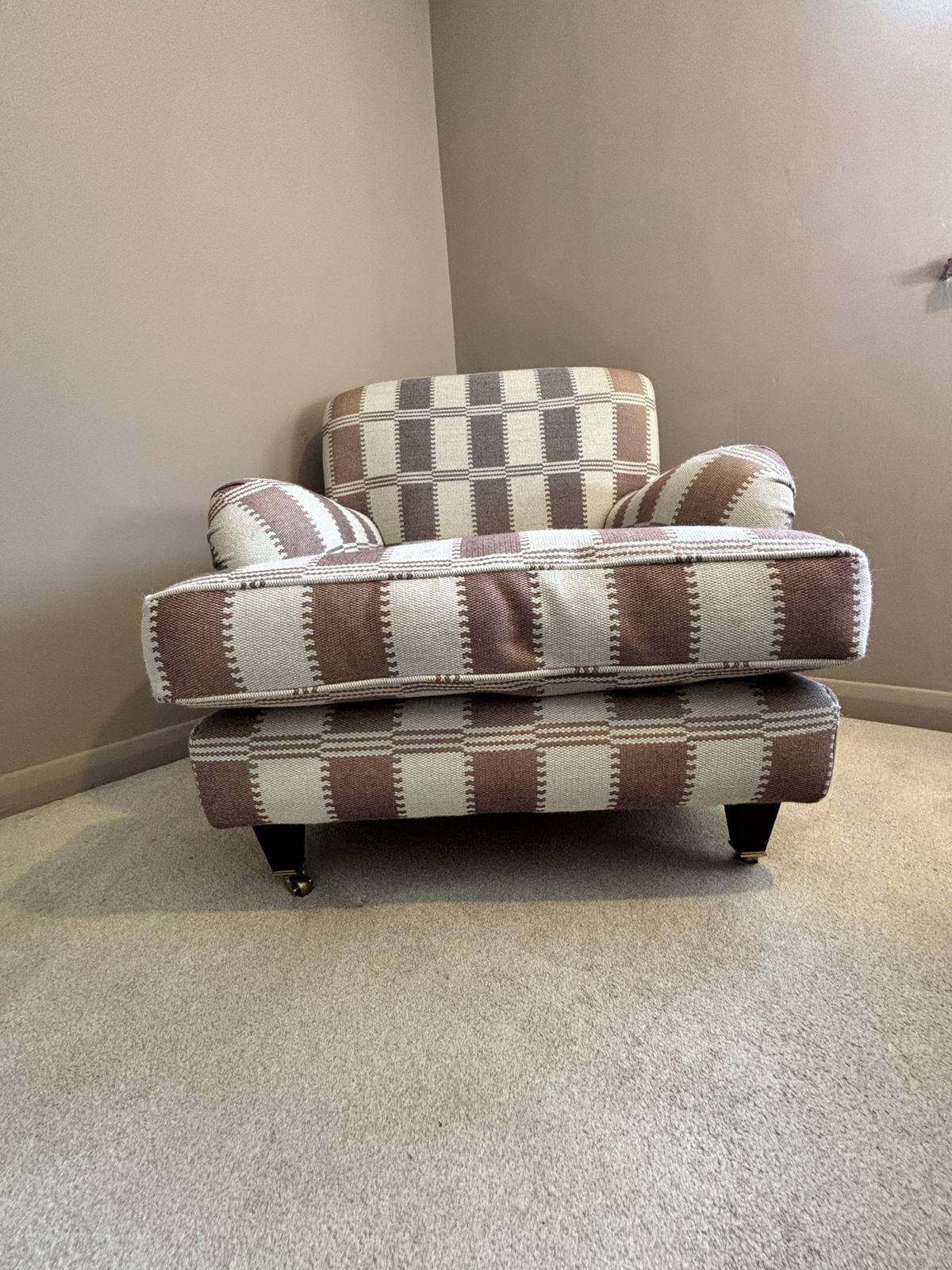 Beautiful Howard Style Chair In William Yeoward Basket Weave Fabric   Fixed Back photo vintage