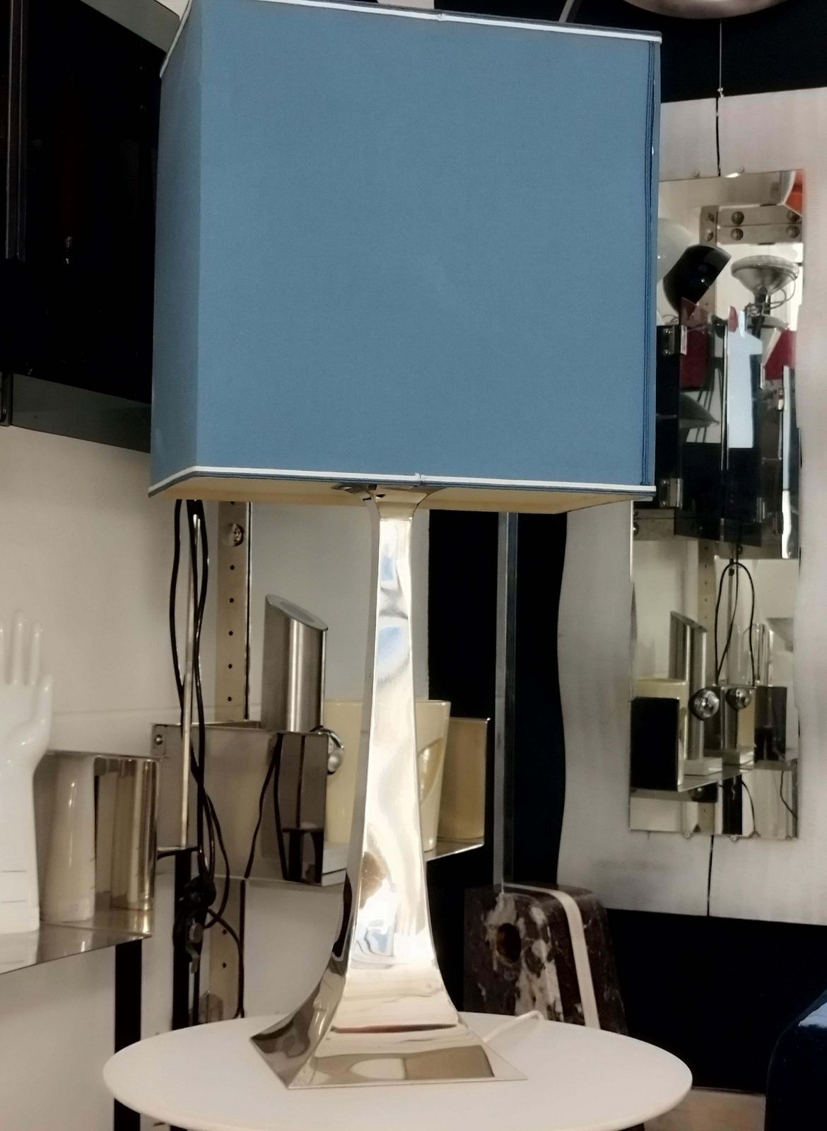 Tonello & Grillo For High Society Attrib. Chrome Table Lamp Italy 1970s photo furniture