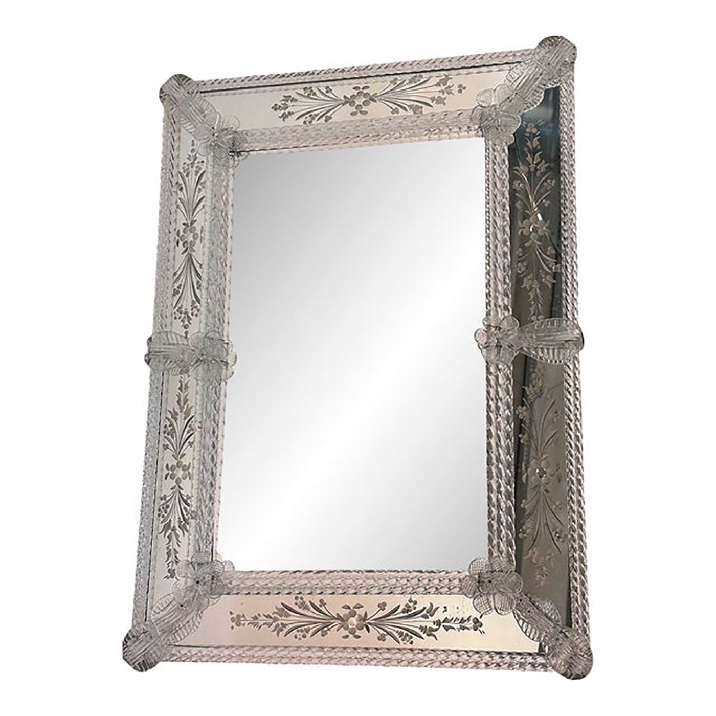 Venetian Transparent Hand Carved Murano Glass Style Wall Mirror photo Home Decor