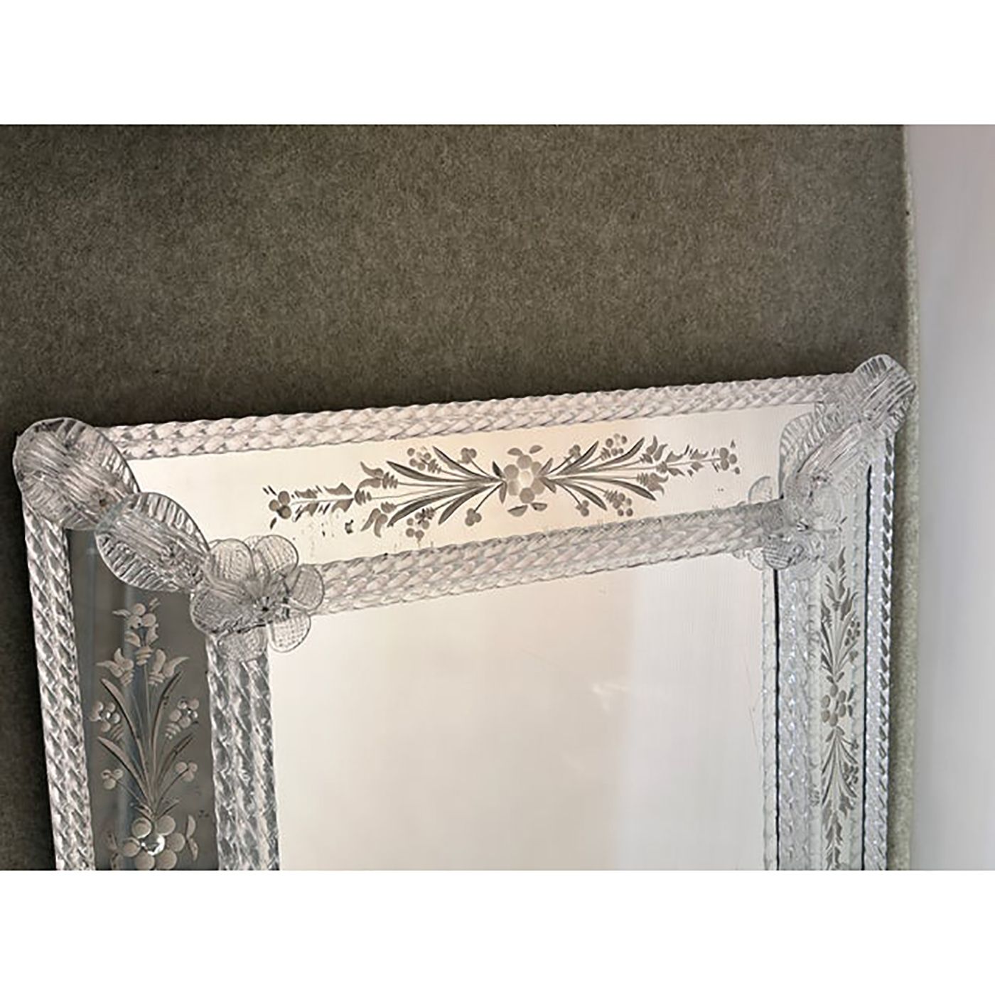 Venetian Transparent Hand Carved Murano Glass Style Wall Mirror photo buy