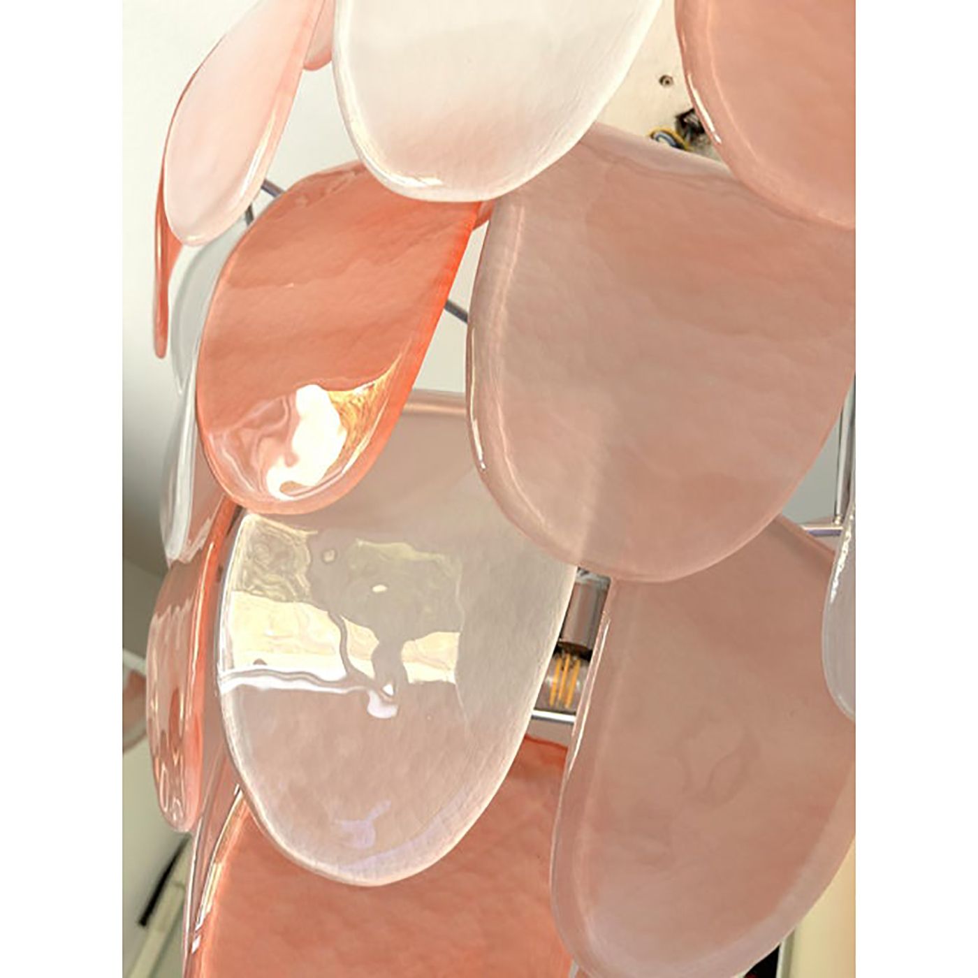 Contemporary Modern Sanded Pink "Petals" Murano Style Glass Chandelier photo Lighting