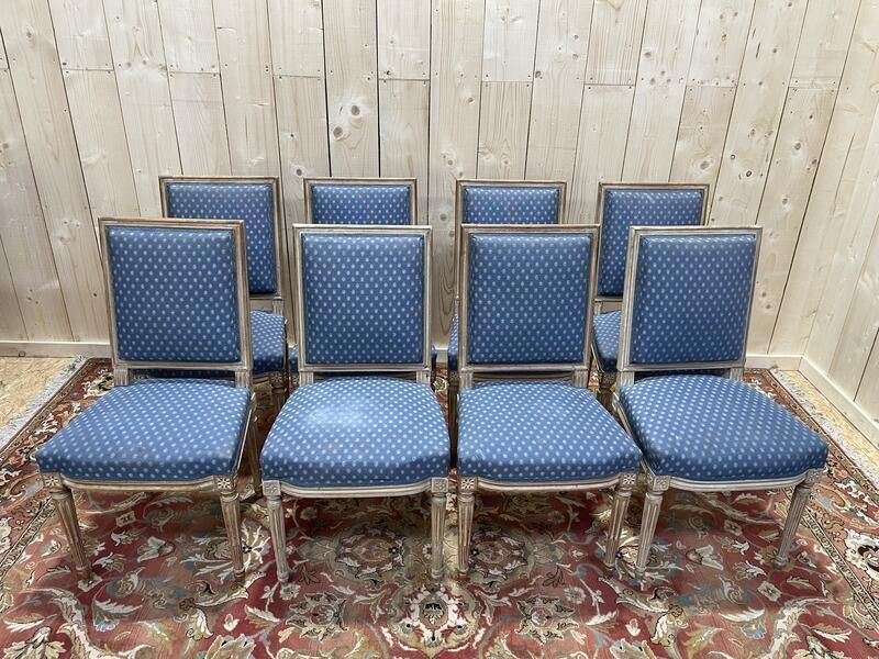 Suite De 8 Chaises De Style Louis XVI Patinées photo vinterior