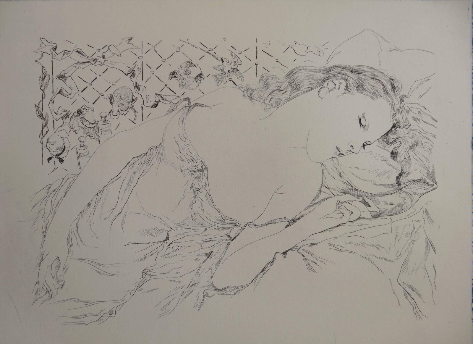 Léonard Tsugouharu Foujitathe Dream   Original Etching (Buisson #51.176)1951