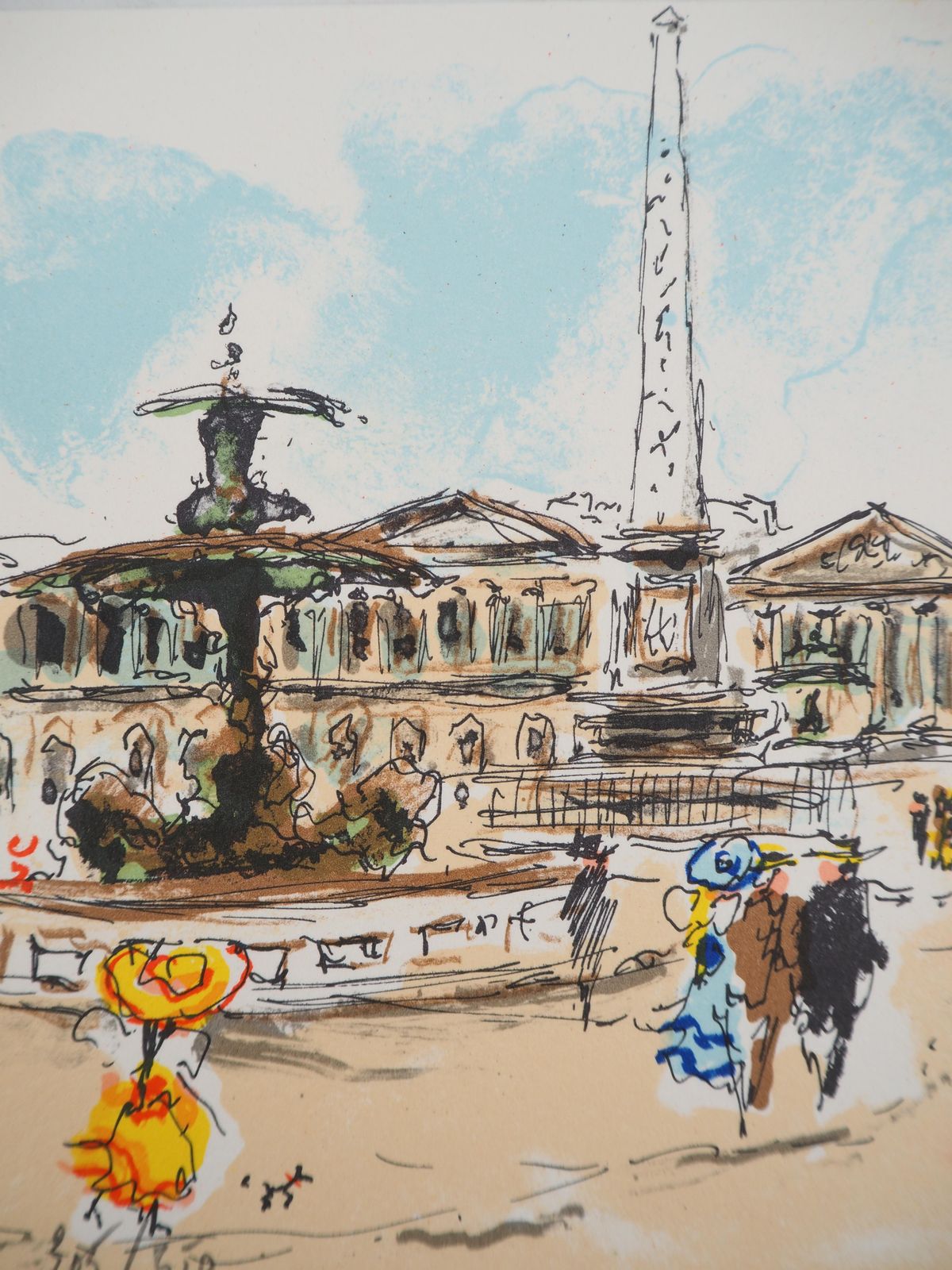 Urbain Huchetparis : Obelisk At Champs Elysees   Original Lithograph Handsigned And Numbered1980 photo for sale
