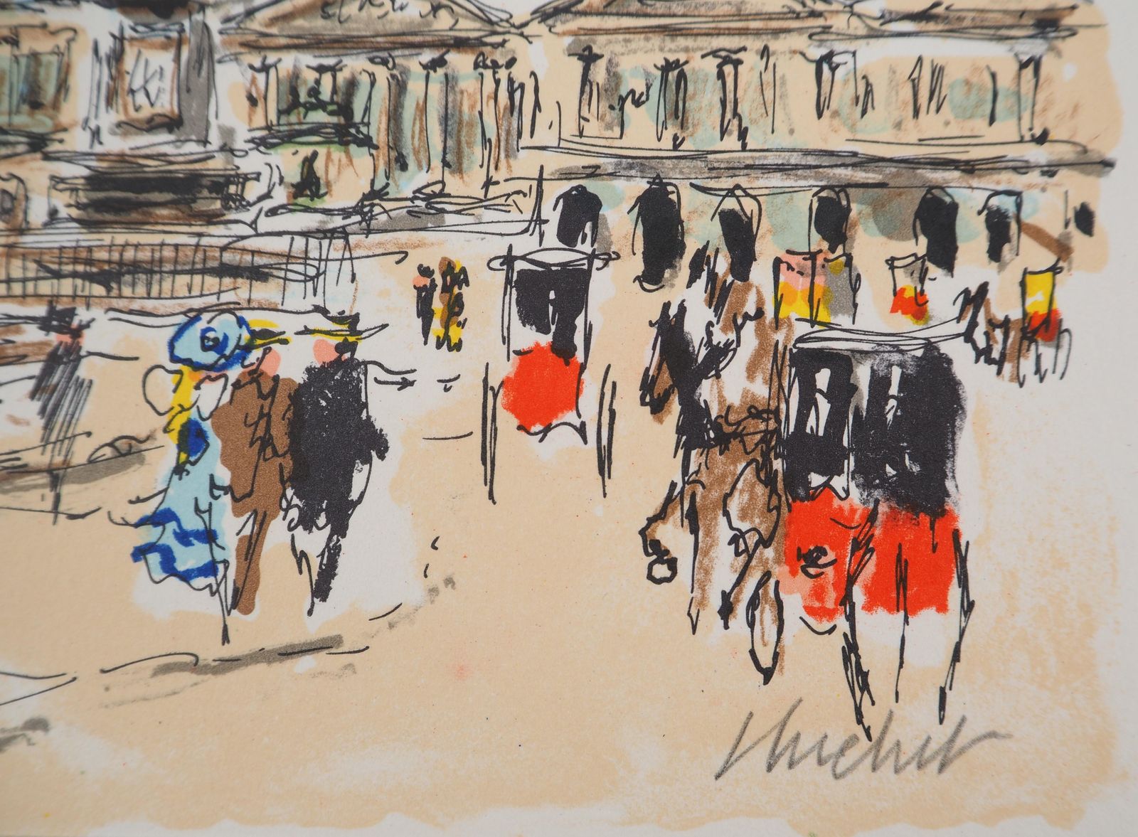 Urbain Huchetparis : Obelisk At Champs Elysees   Original Lithograph Handsigned And Numbered1980 photo vinterior