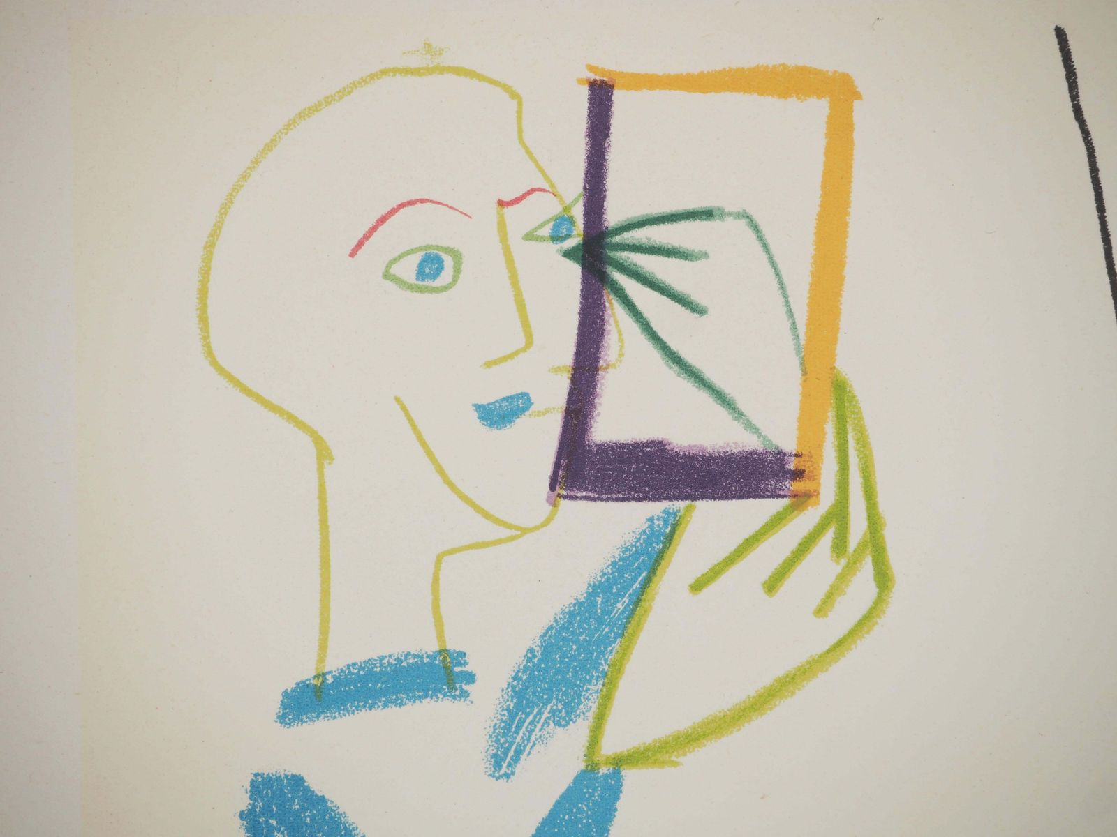 Pablo Picassoclown With Mirror And Young Mother   Original Lithograph (Mourlot)1954 photo 425.0