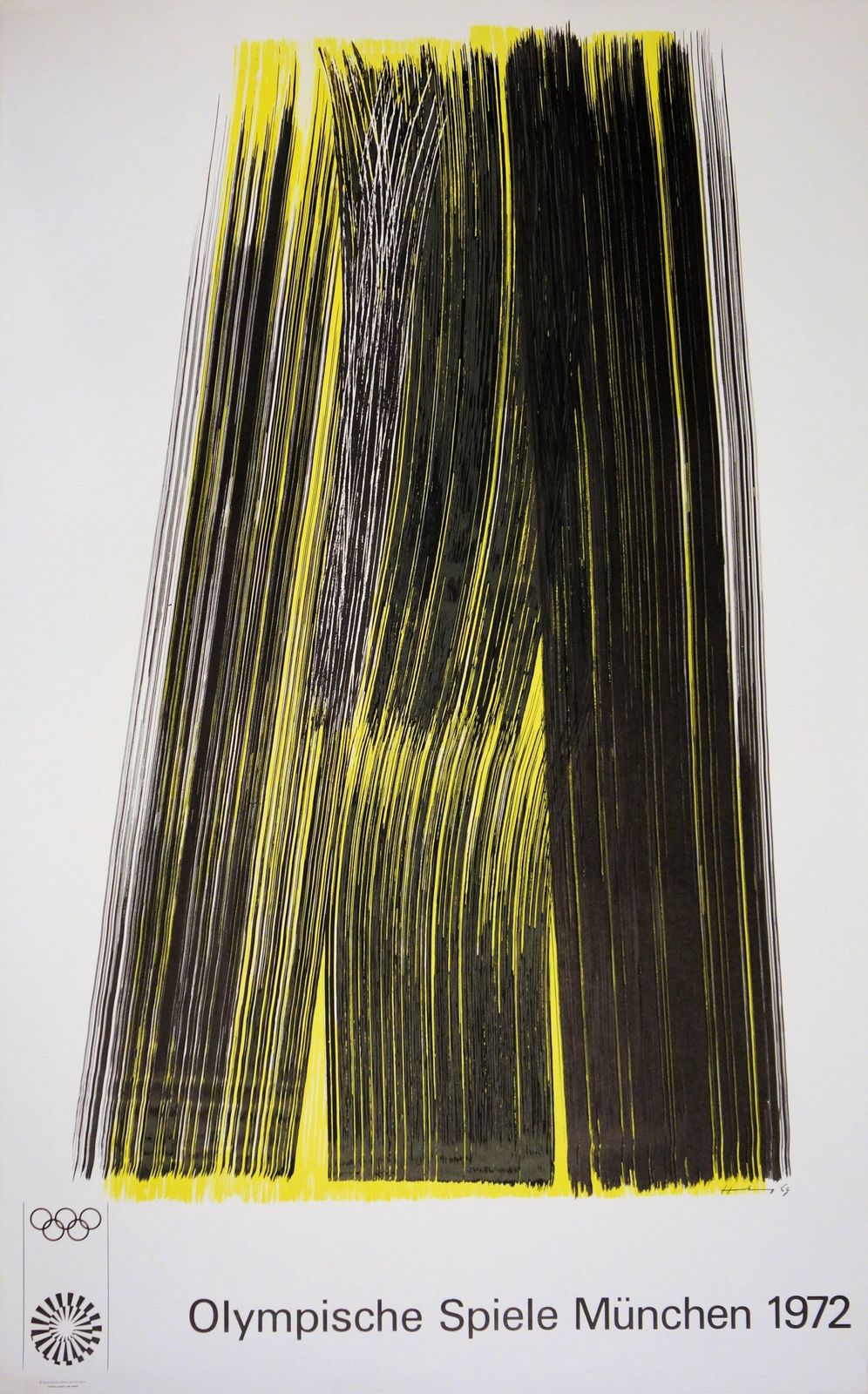 Hans Hartungolympic Games : Black And Yellow Composition   Original Lithograph1972