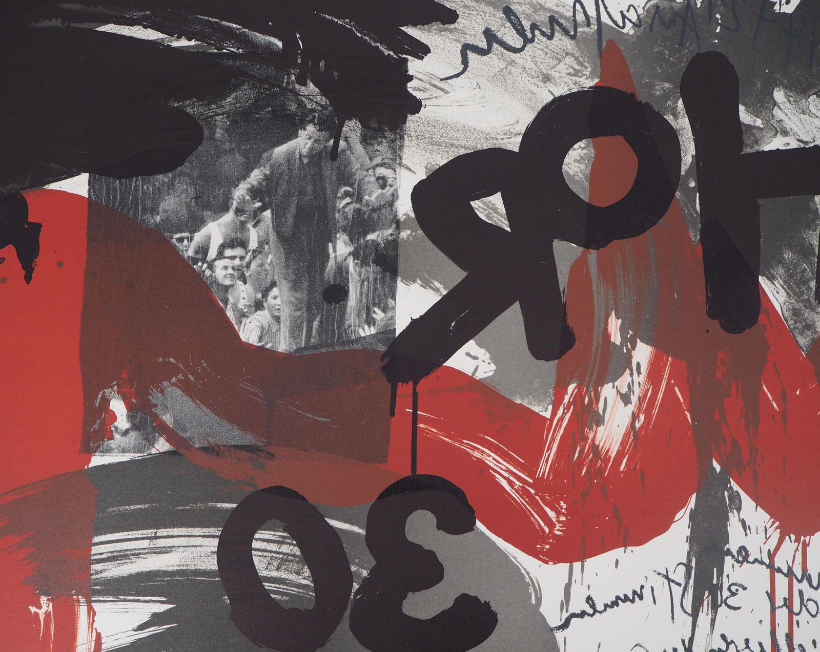 Wolf Vostellthe Scream,  The Crowd   Original Handsigned Lithograph   Ltd 85 Cop (Fluxus)1990 photo 425.0