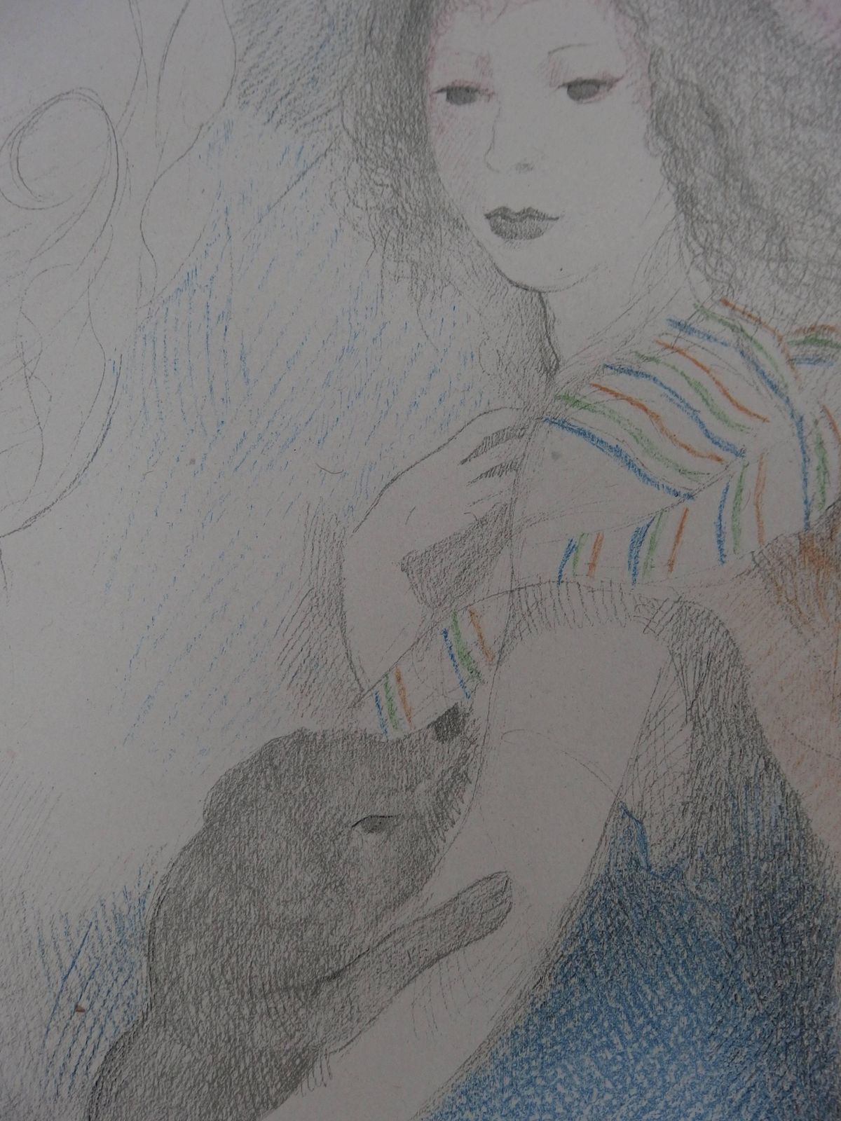Marie Laurencinselfportrait With A Baby Dog   Signed Stone Lithograph   19281928 photo Art