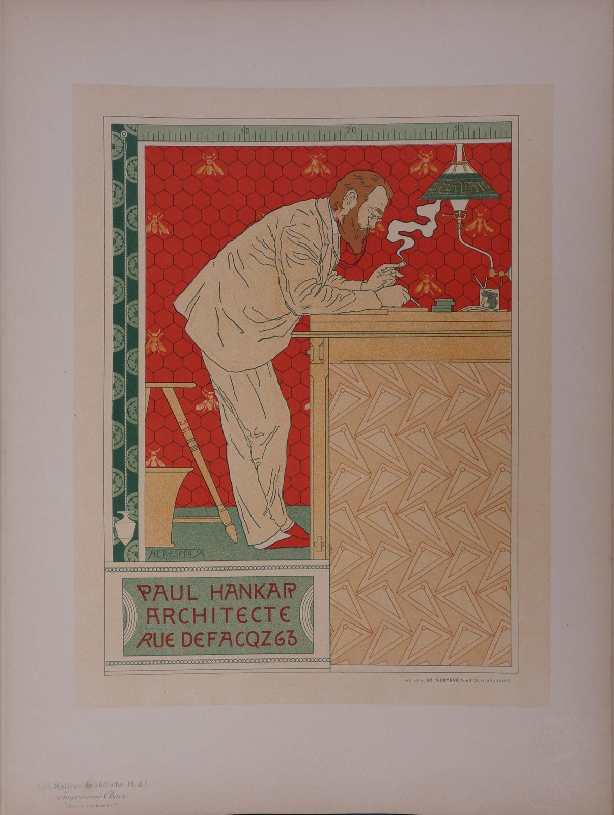 Adolphe Crespinthe Architect (Paul Hankar)   Lithograph (Les Maîtres De L'affiche), 18951897