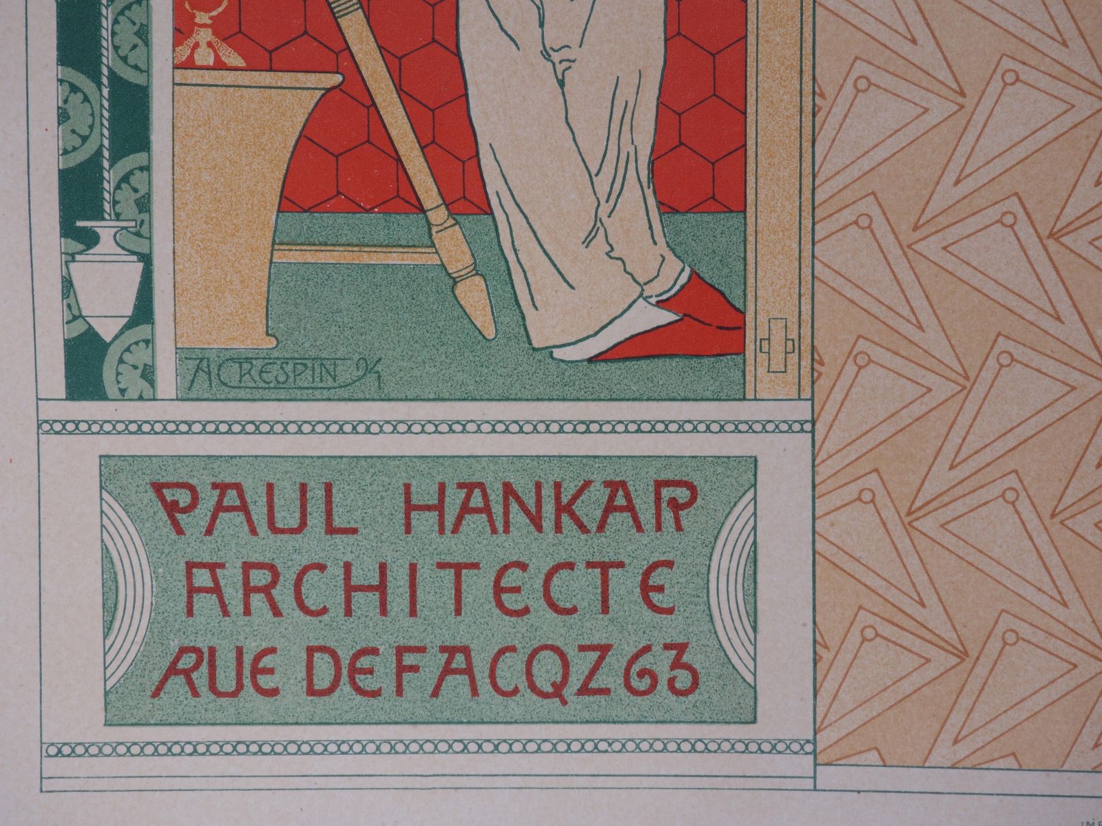 Adolphe Crespinthe Architect (Paul Hankar)   Lithograph (Les Maîtres De L'affiche), 18951897 photo furniture