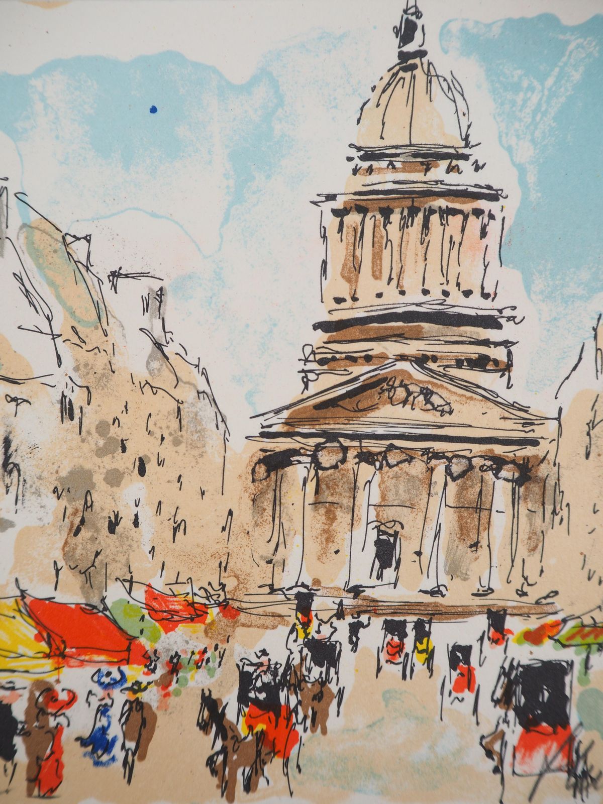 Urbain Huchetparis : Quartier Latin & Pantheon   Original Lithograph Handsigned And Numbered1980 photo for sale