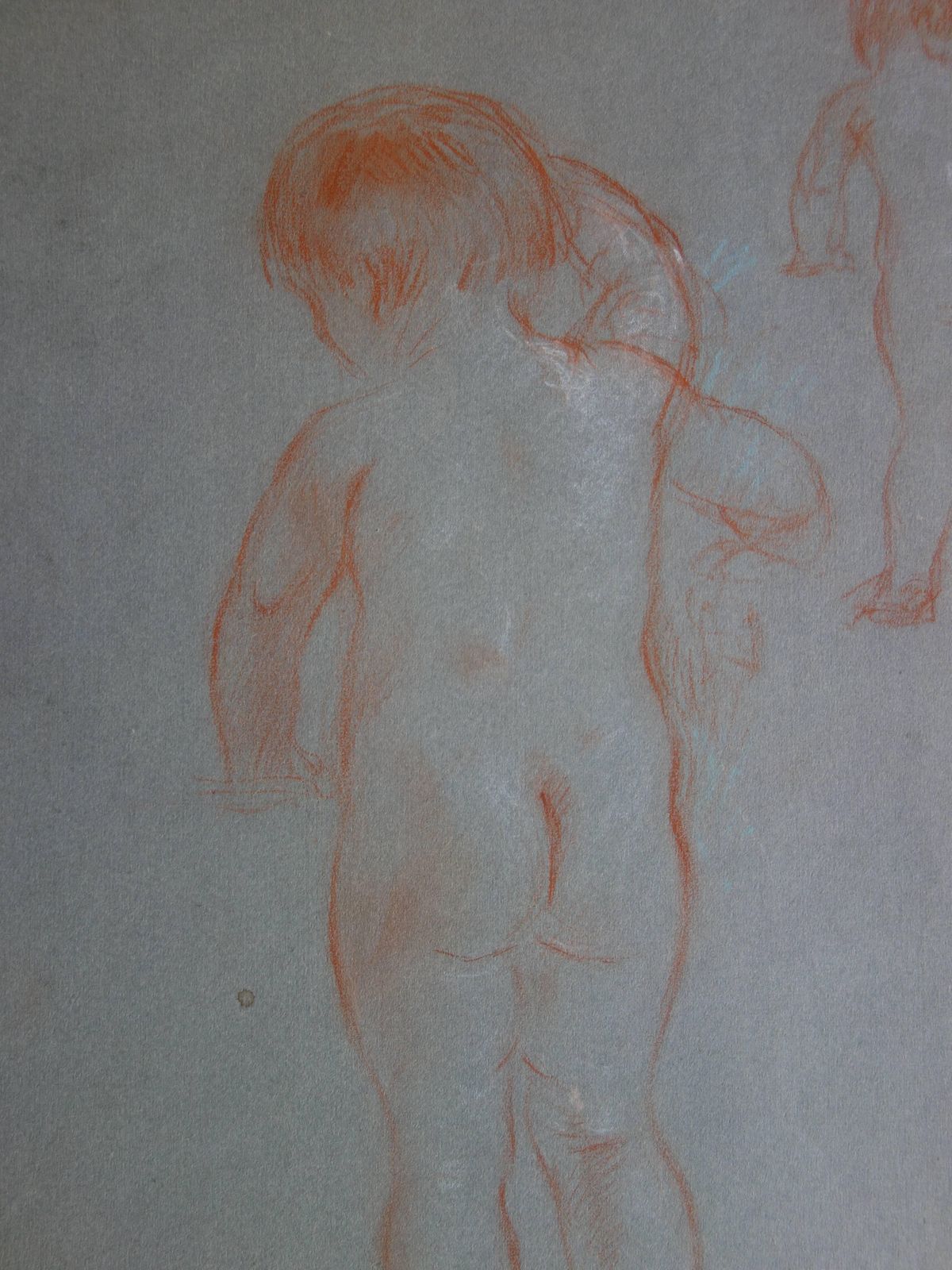 Gustave Poetzschstudy Of A Young Boy   Original Signed Sanguine Charcoal Drawing   19031903 photo 297.0