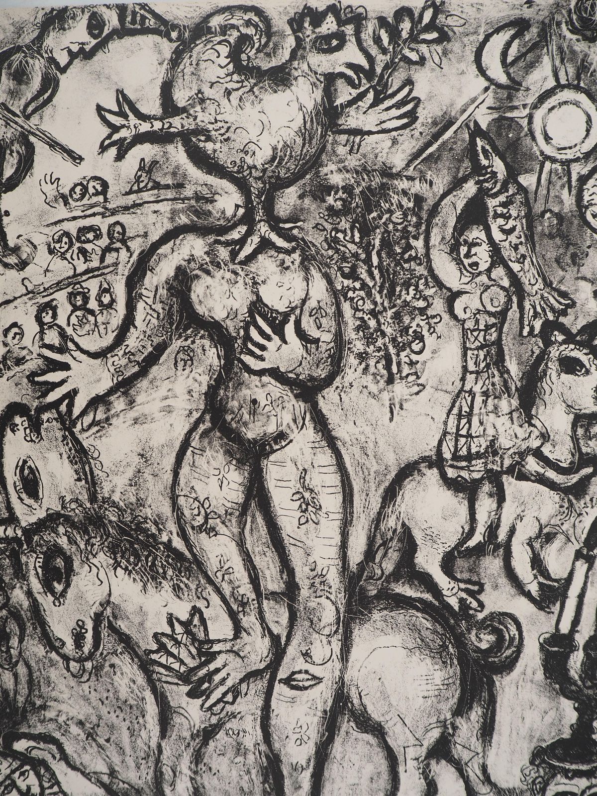 Marc Chagallthe Circus : Acrobats, Rooster And Horses   Original Lithograph (Mourlot #508)1967 photo furniture